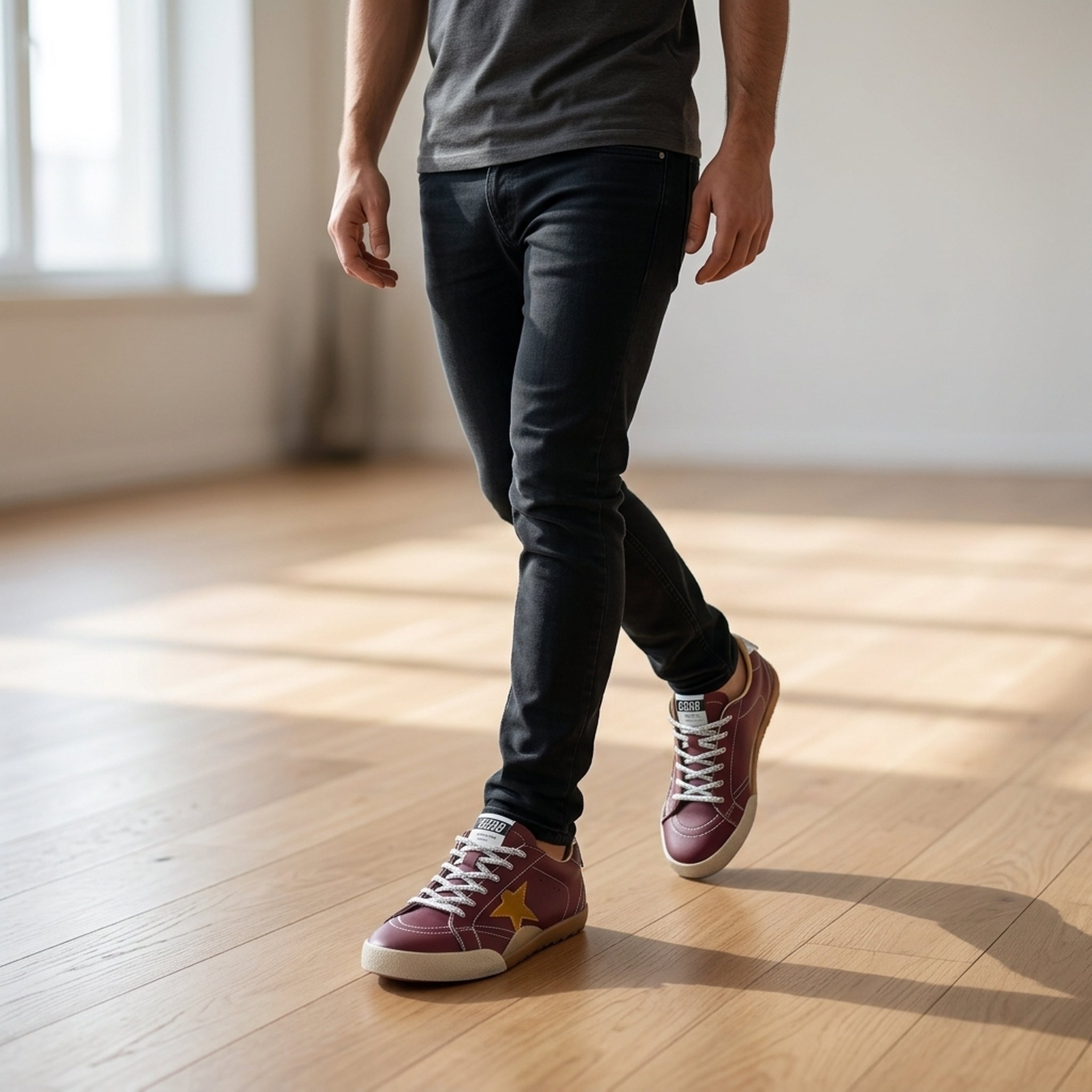 Urban Shoes Maroon Low-Top Star Accent Sneakers