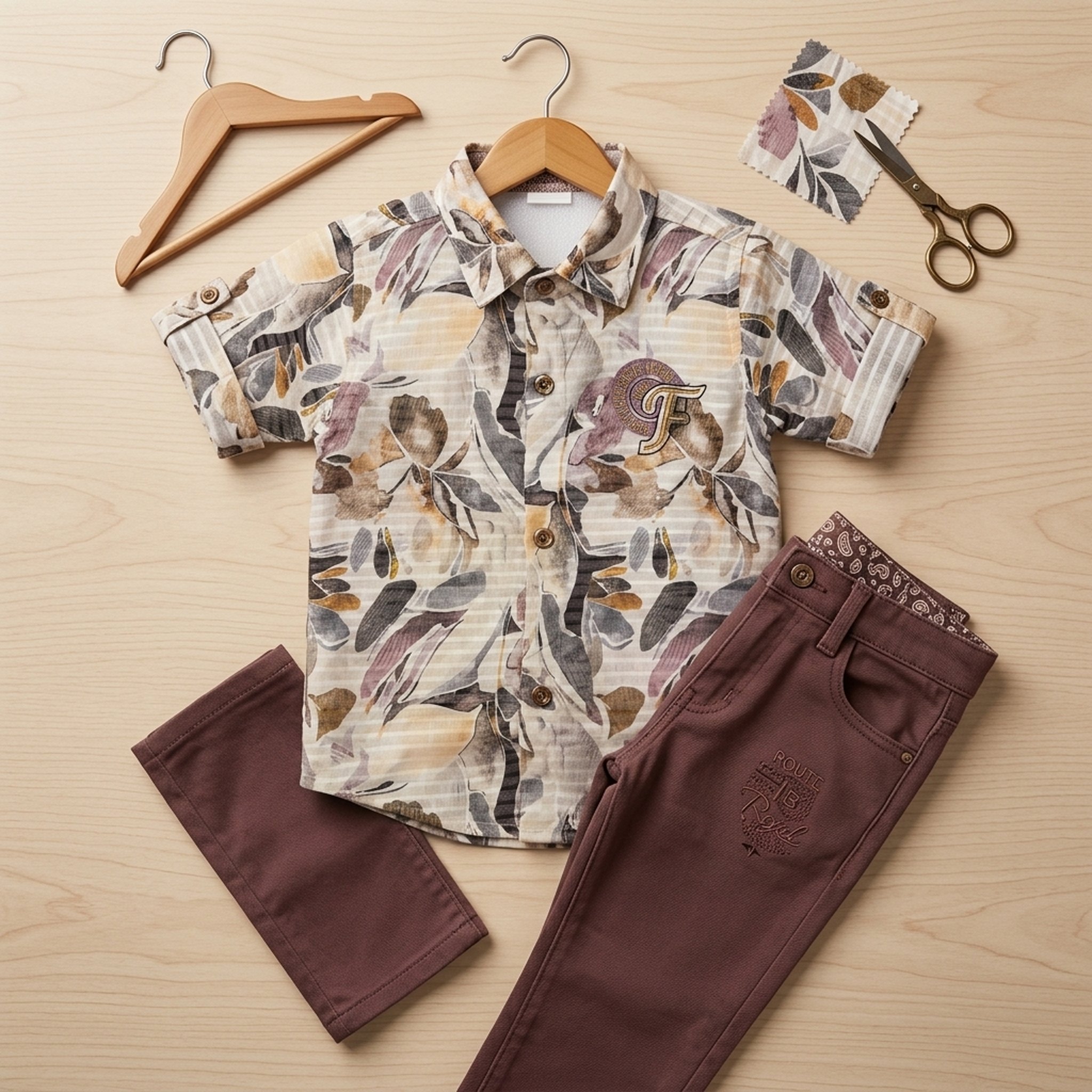 Mini Chic Boy's Floral Print Shirt and Shorts Set 4