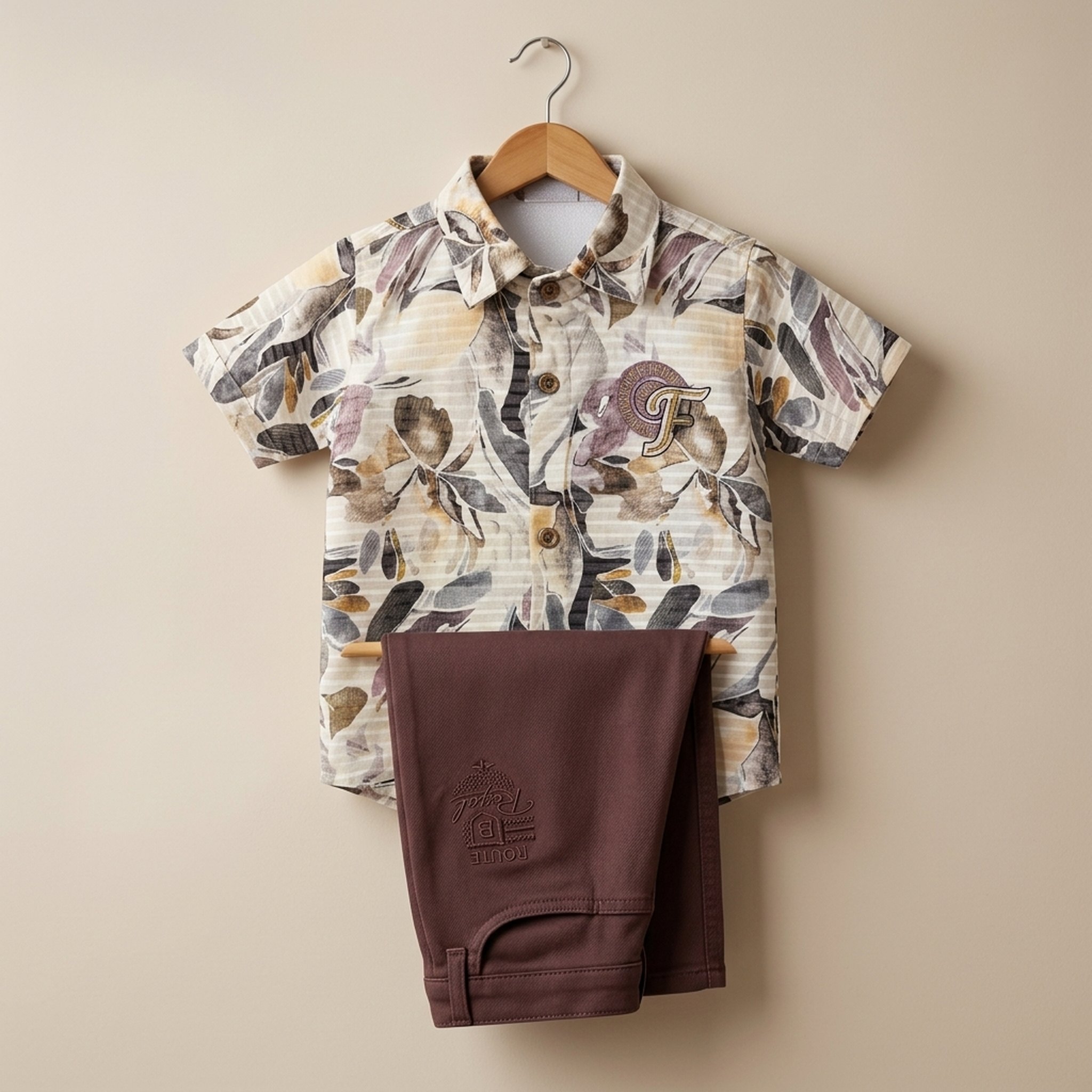 Mini Chic Boy's Floral Print Shirt and Shorts Set 3