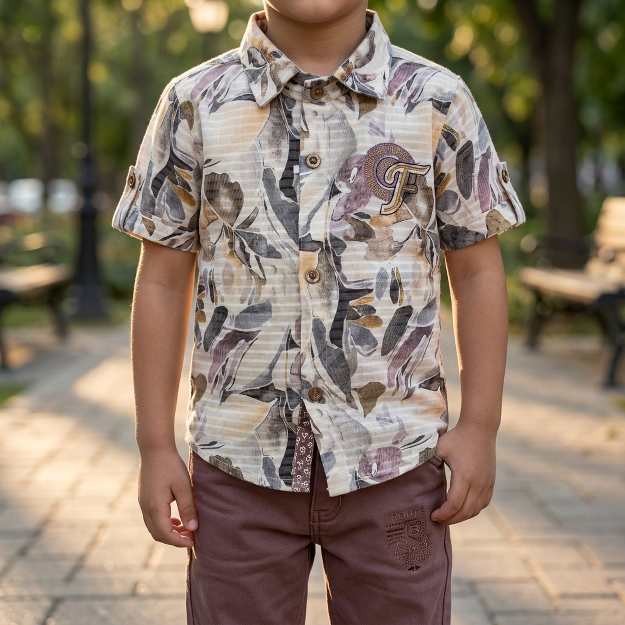 Mini Chic Boy's Floral Print Shirt and Shorts Set 5