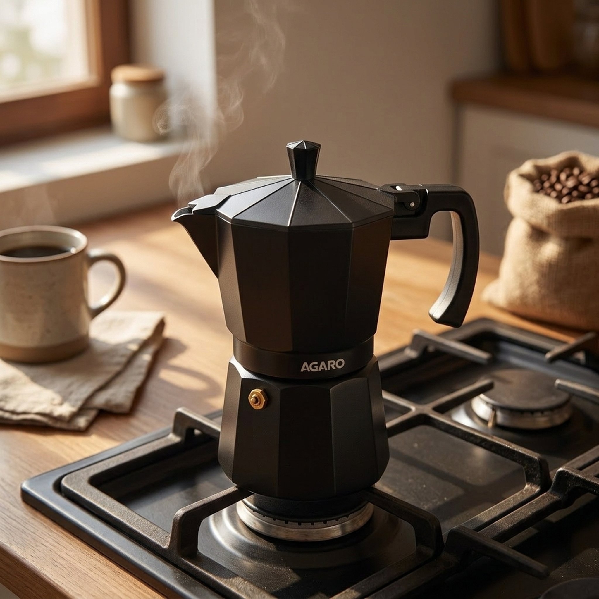 India crockery house & gift palace Black Faceted Stovetop Coffee Maker