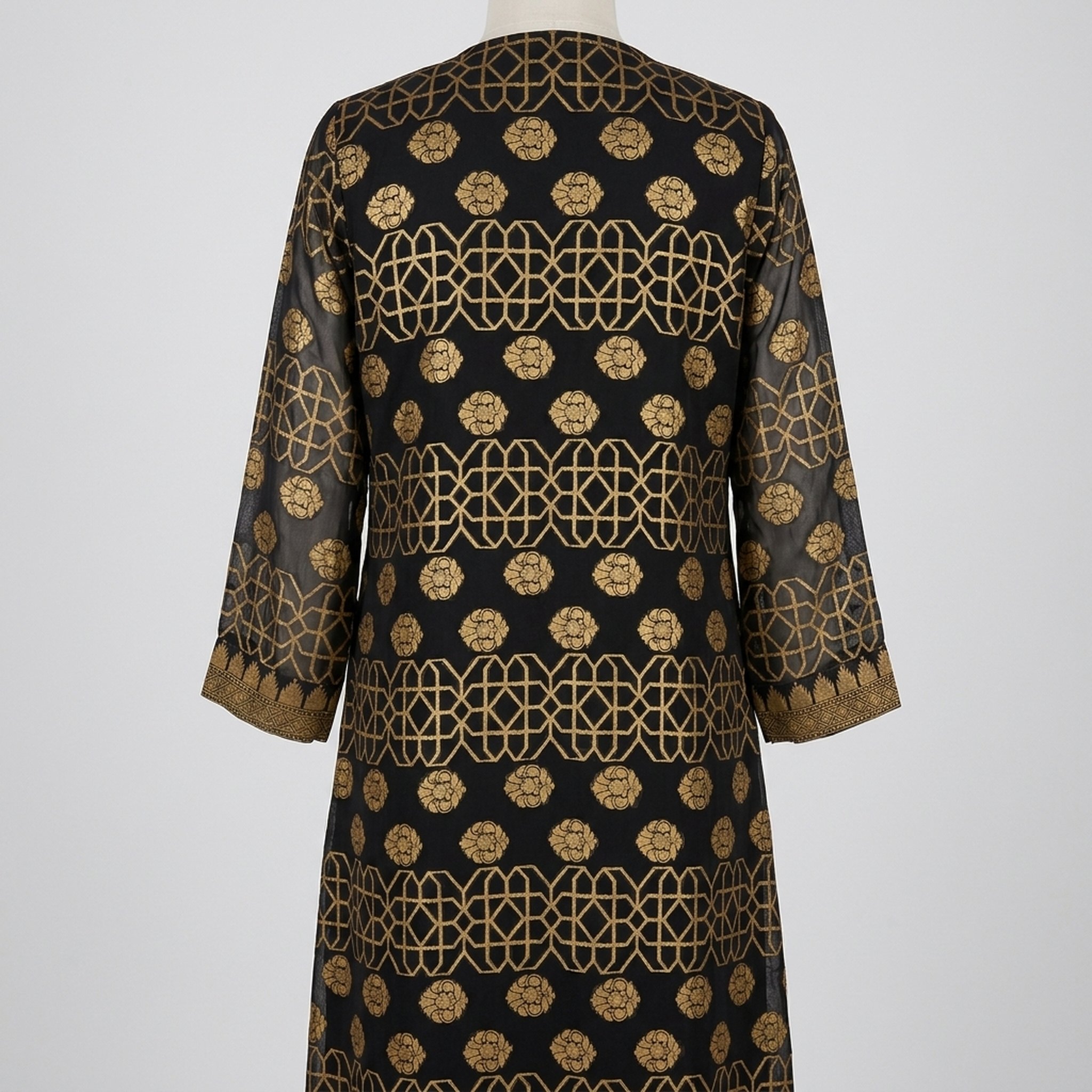 Salma sultan's sareesanskriti Women's Black Golden Ethnic Overlay Jacket 2