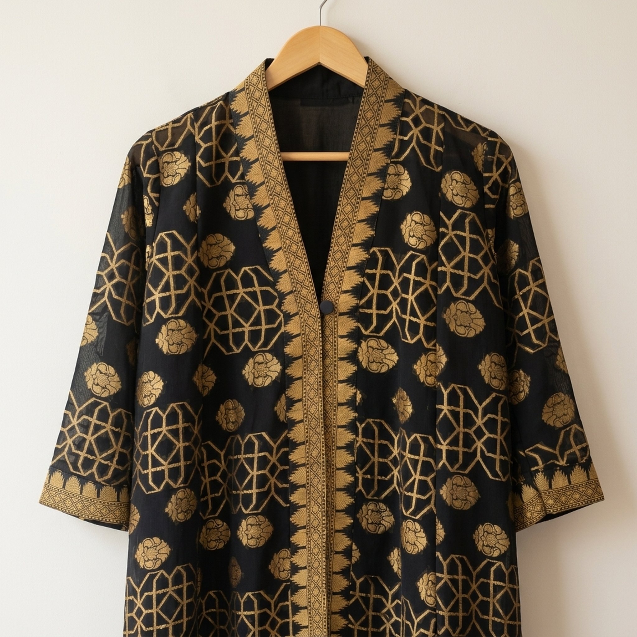 Salma sultan's sareesanskriti Women's Black Golden Ethnic Overlay Jacket 4