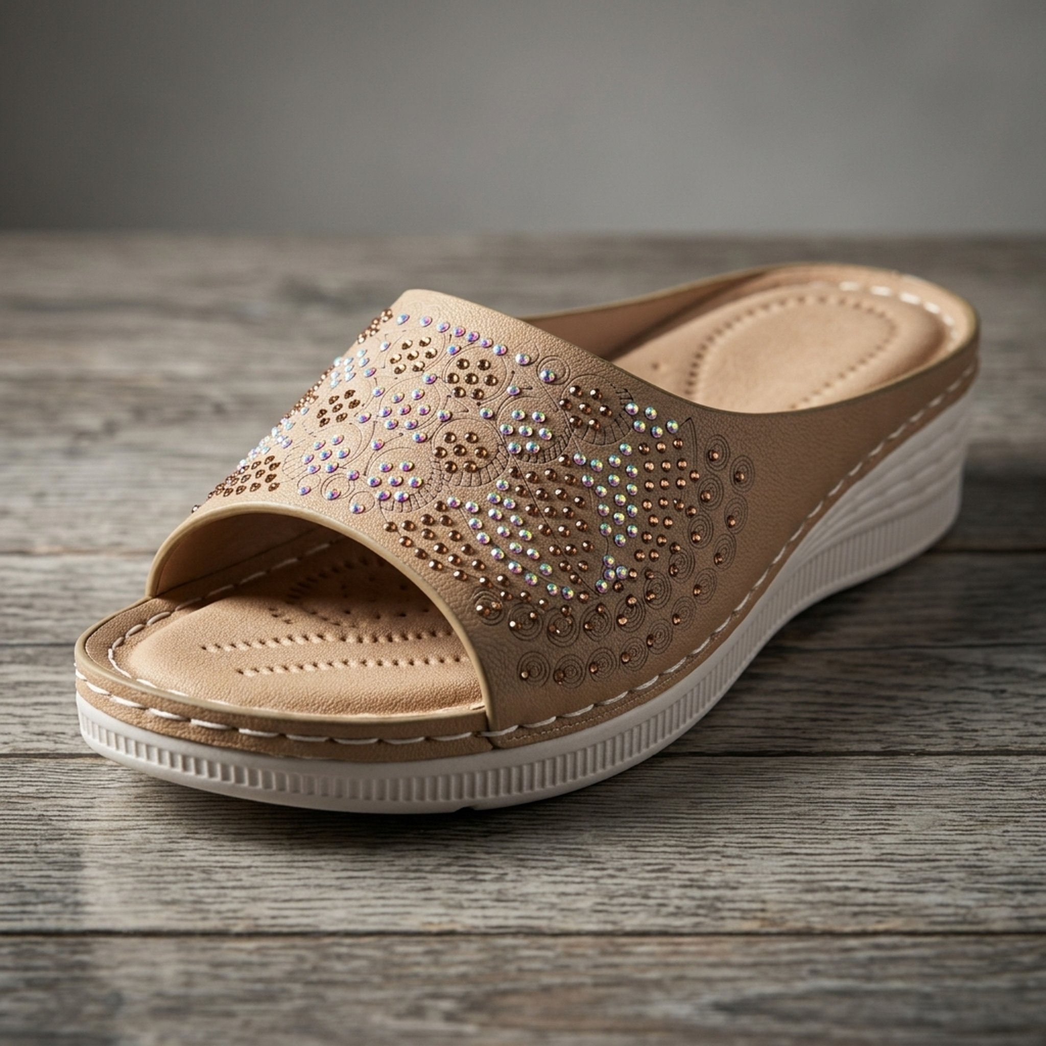 Women's Tan Woven Wedge Sandals 4