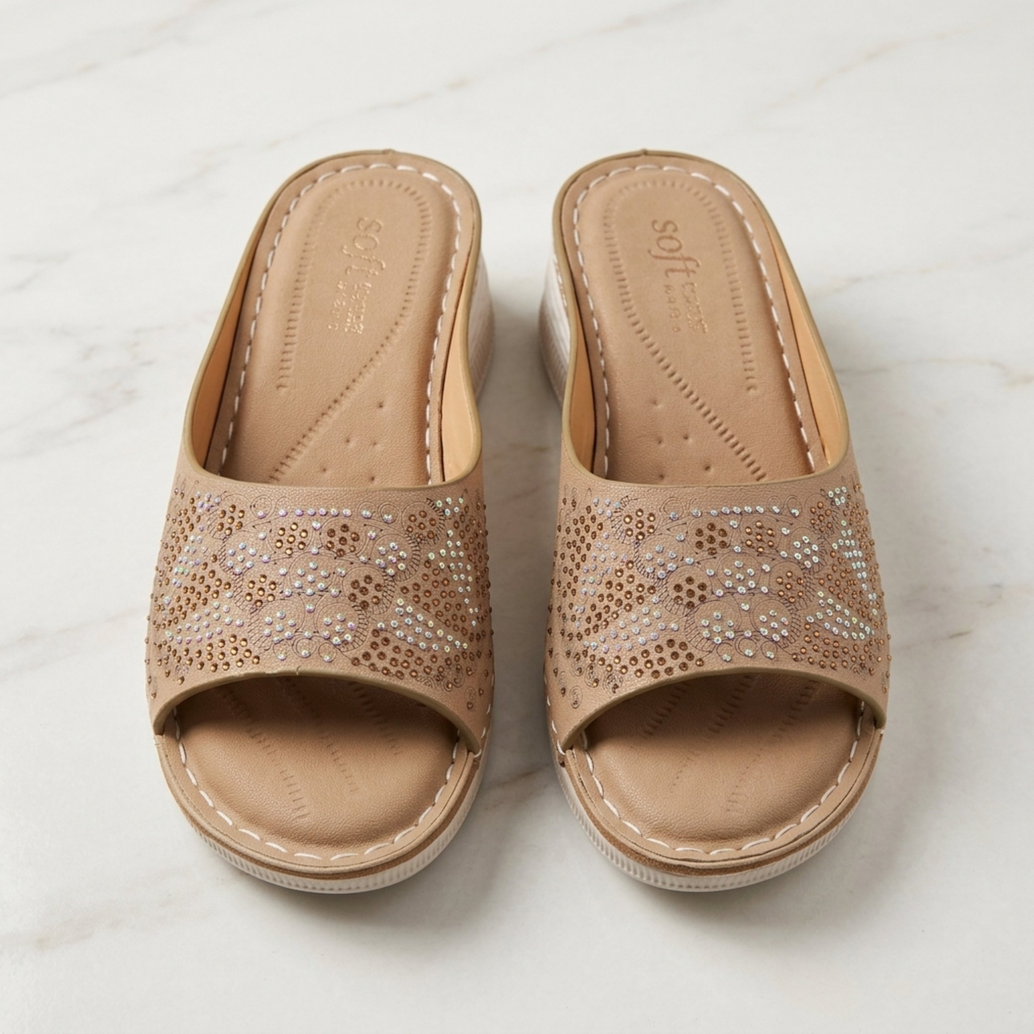Women's Tan Woven Wedge Sandals 3