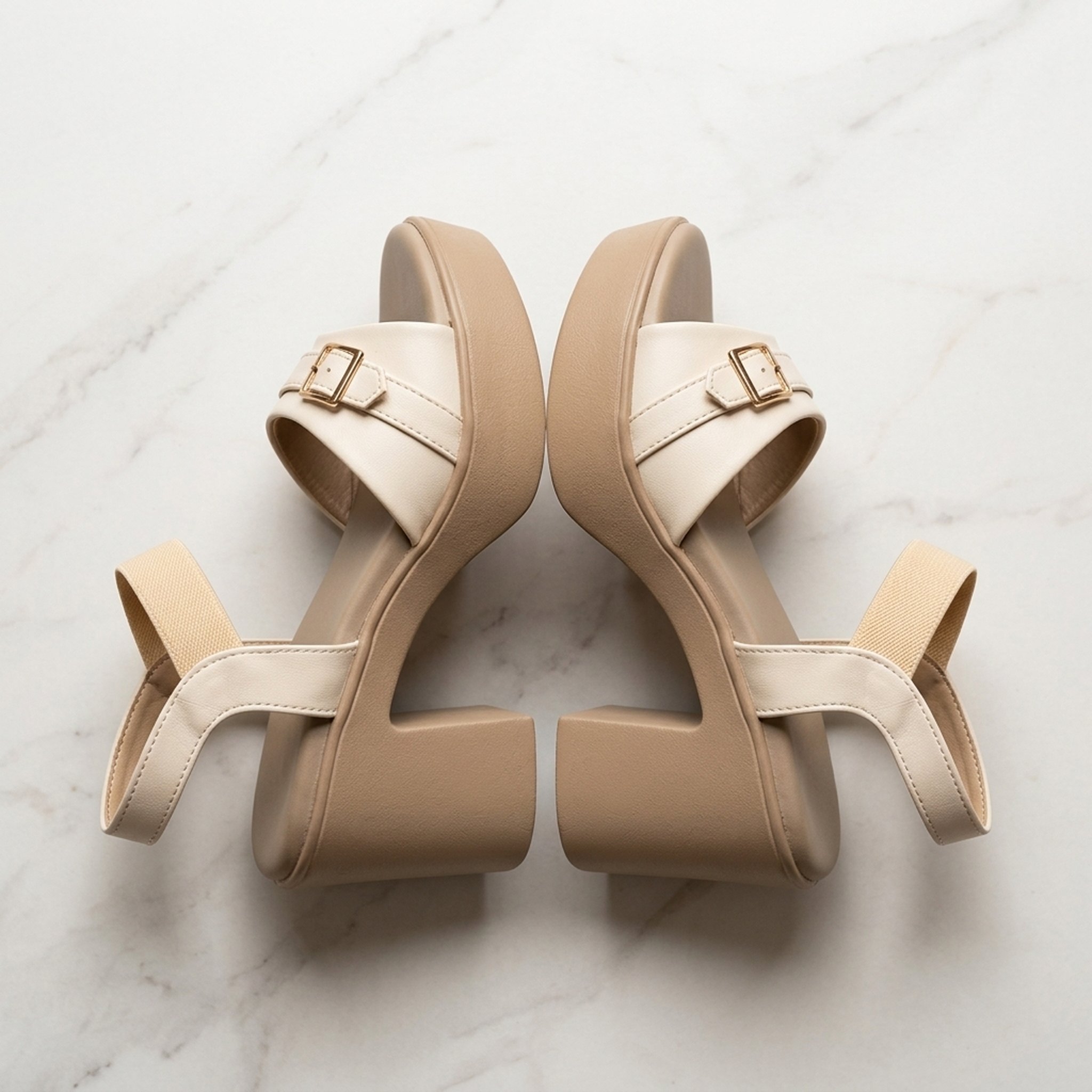 Shivam footwears Women's Two-Tone Platform Block Heel Sandals 3