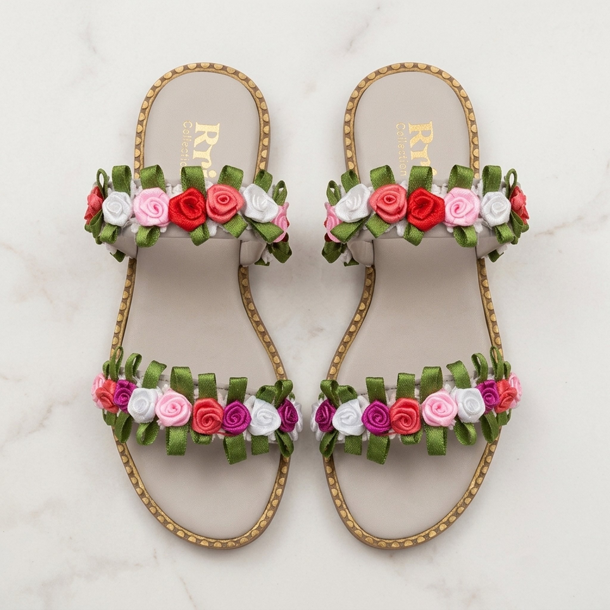 Shivam footwears Women's Clear Rhinestone Embellished Flat Sandals 3