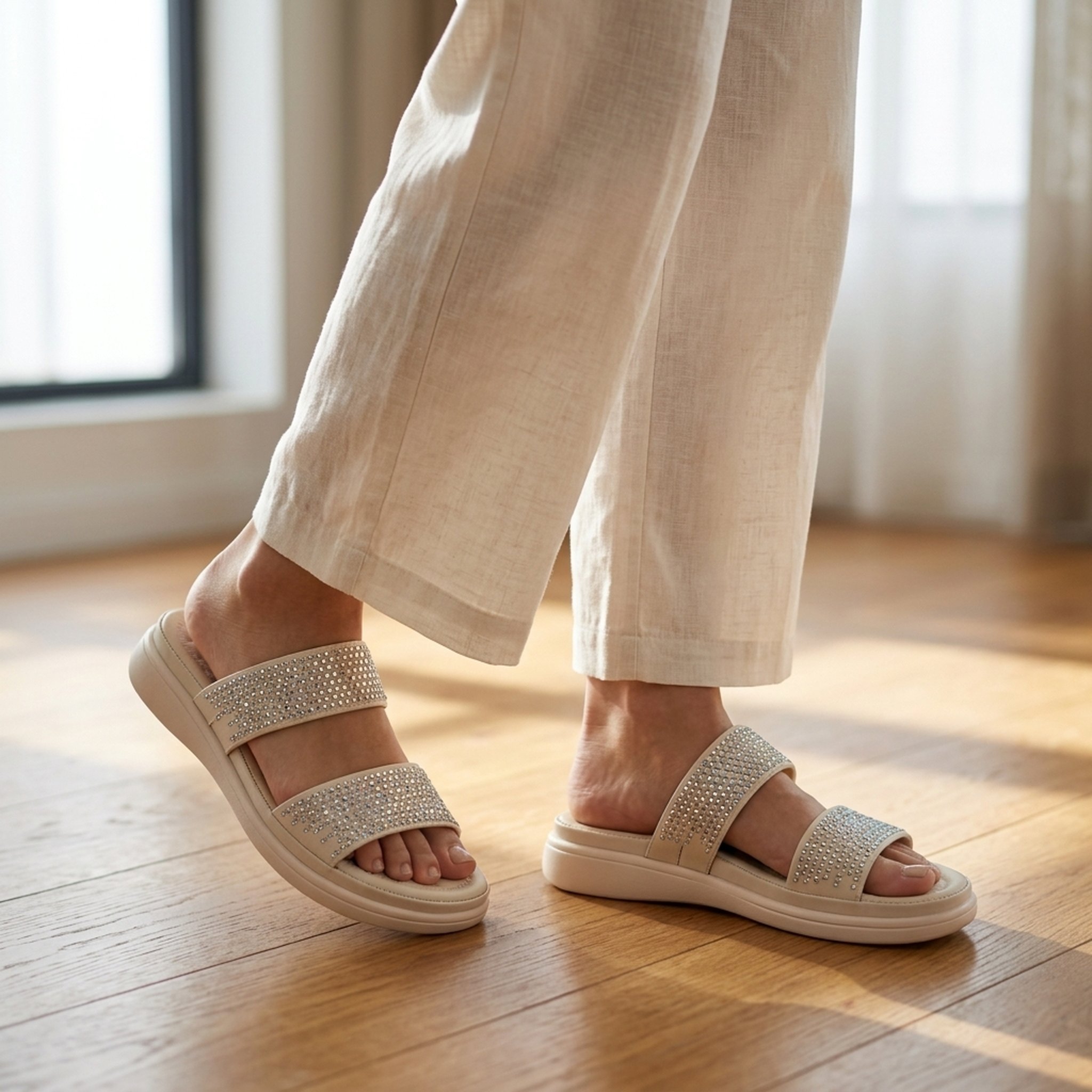 Shivam footwears Women's Embellished Double Strap Sandals