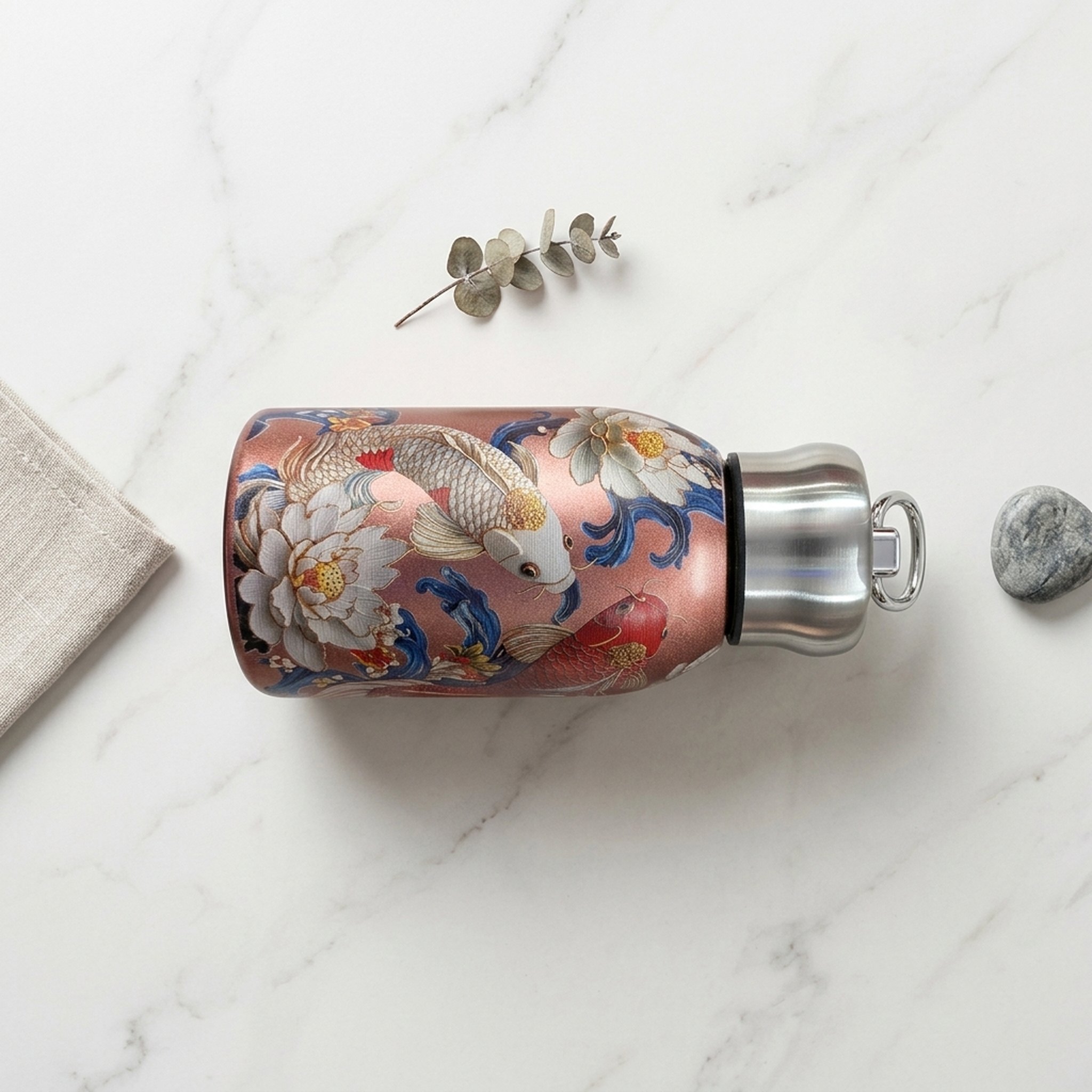 Designer Koi Print Insulated Flask 5
