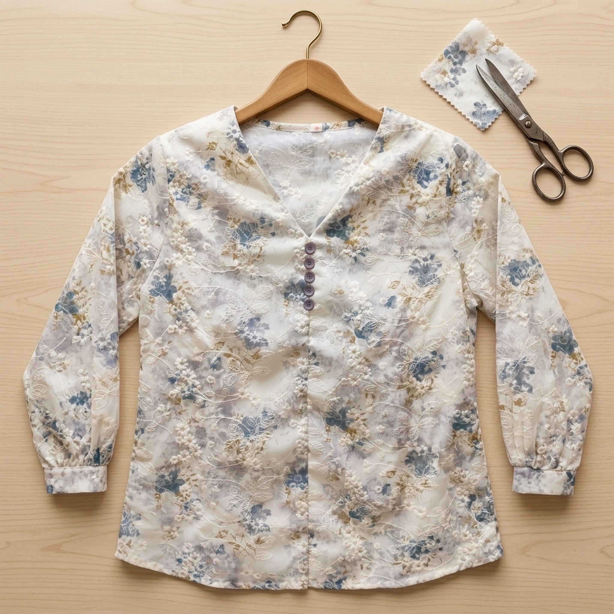 Textured Floral V-Neck Top 3