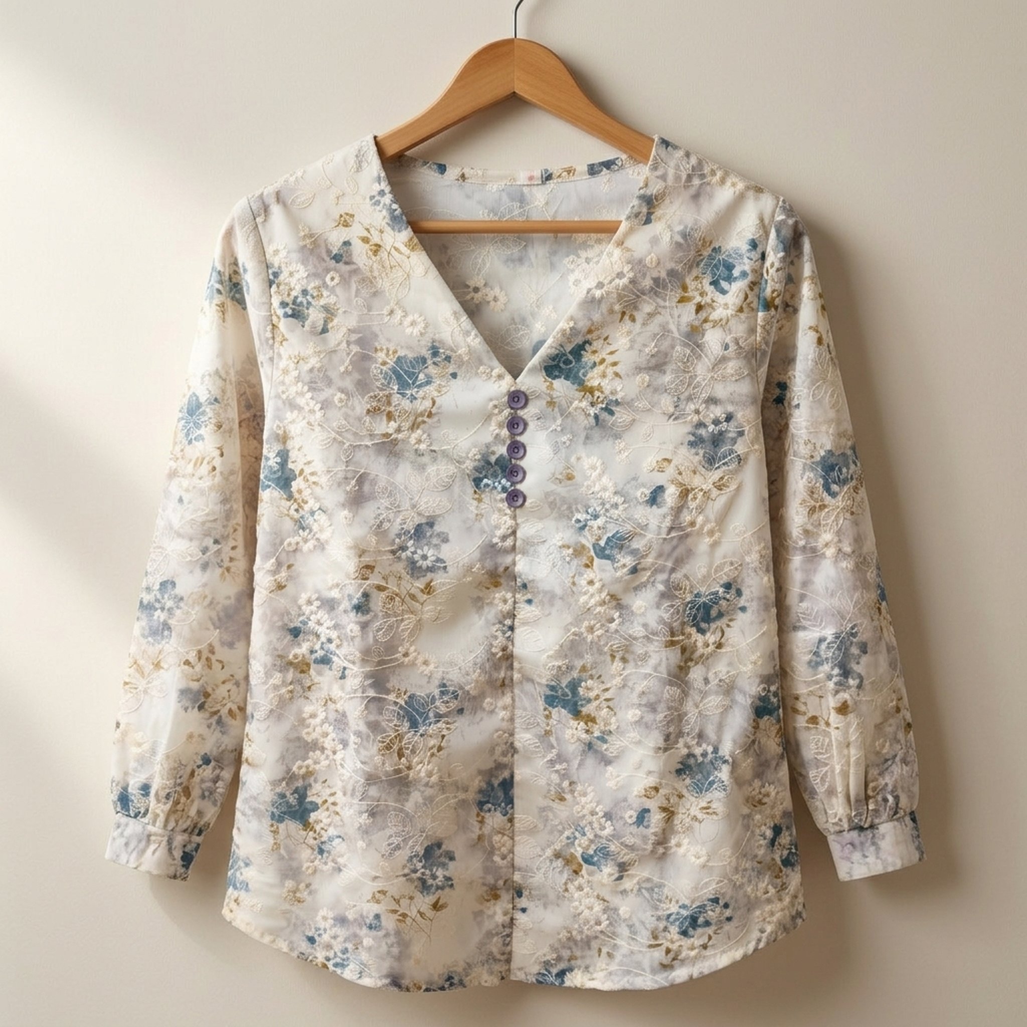 Textured Floral V-Neck Top 2