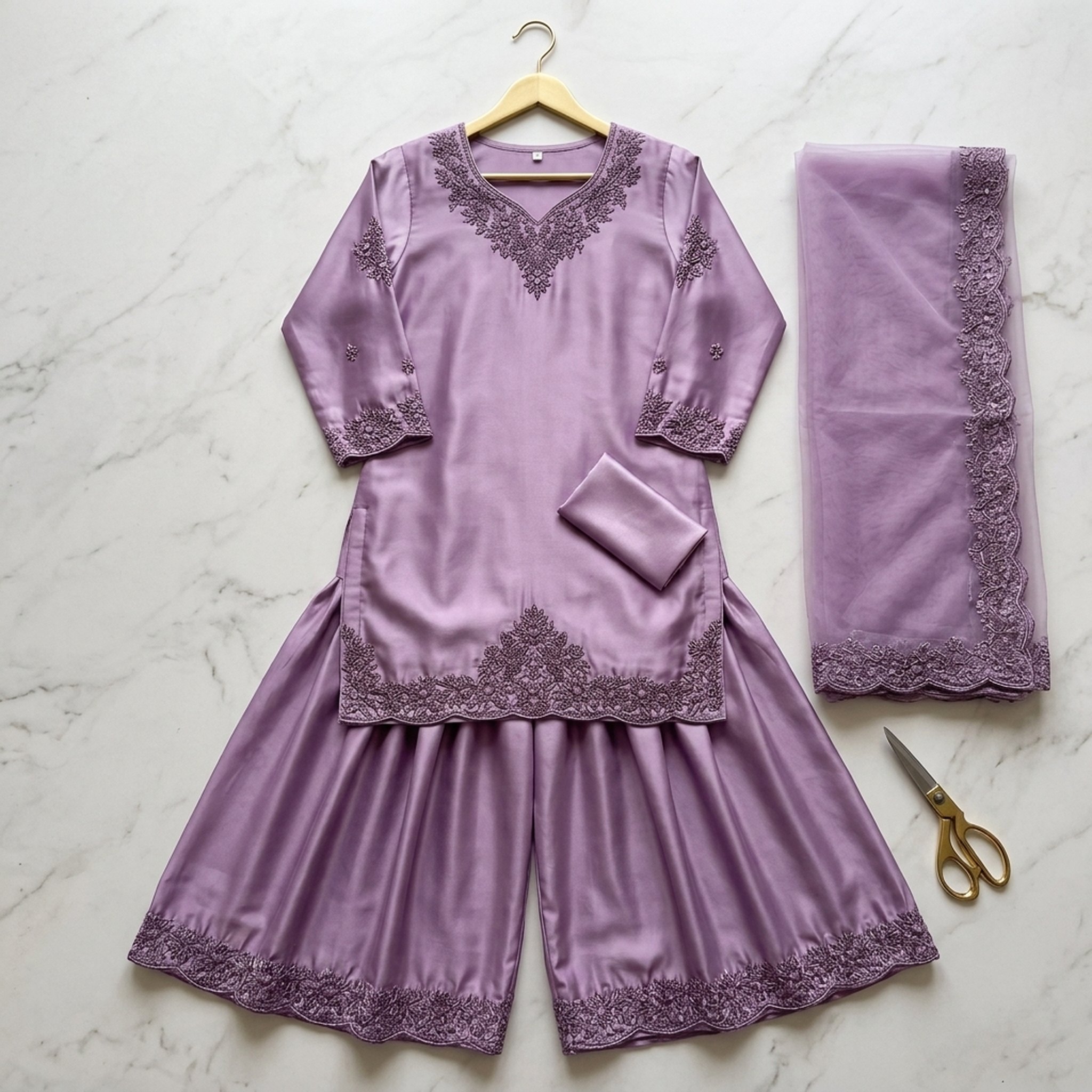 The orange gate Lavender Embroidered Kurta Set 4