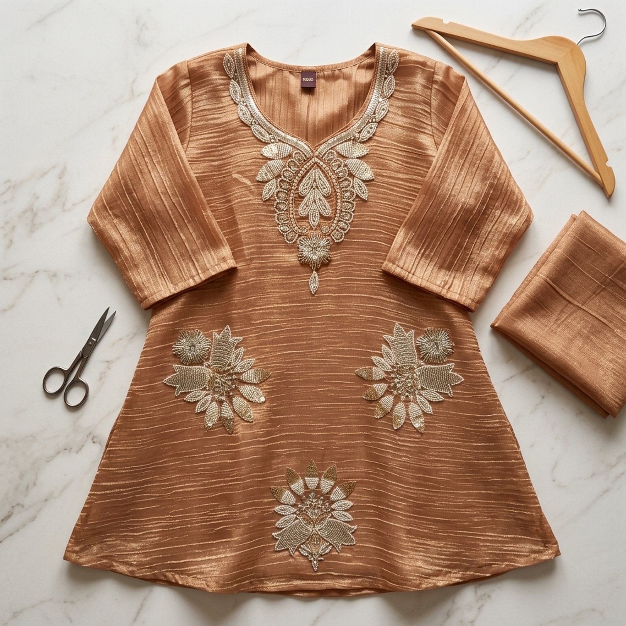 The orange gate Golden Embroidered Ethnic Kurti 3