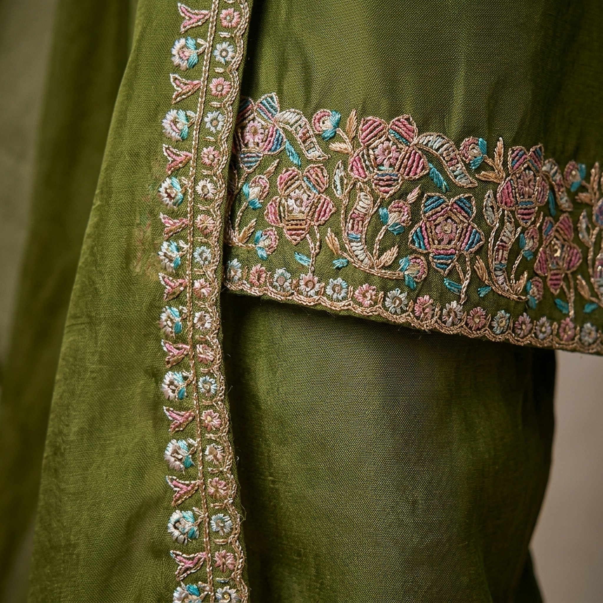 The orange gate Olive Green Embroidered Salwar Suit 2