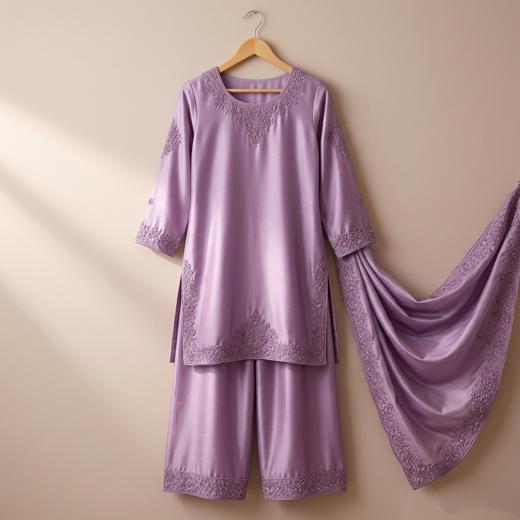 The orange gate Lavender Embroidered Kurta Set 3