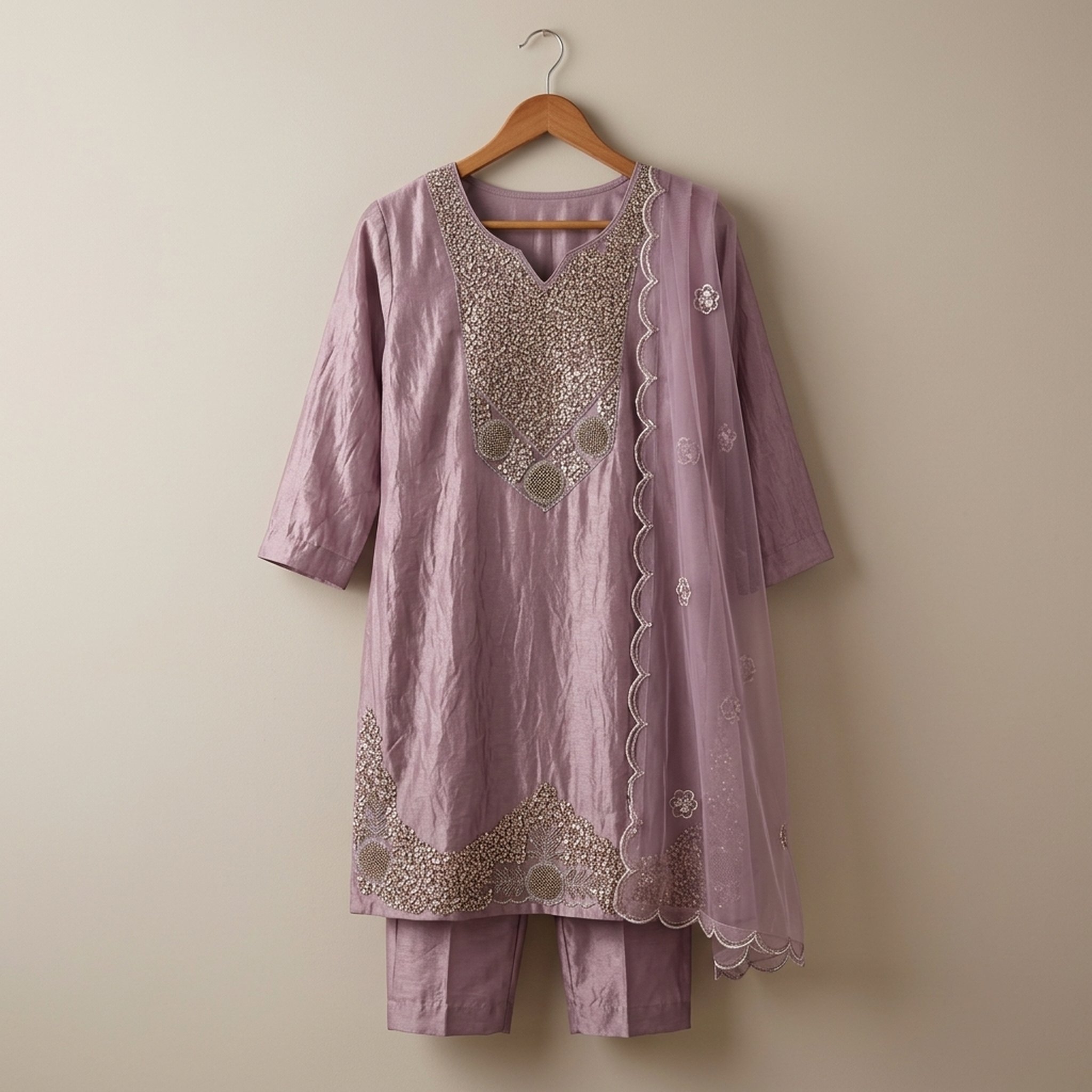 The orange gate Lavender Embroidered Silk Blend Salwar Suit 2