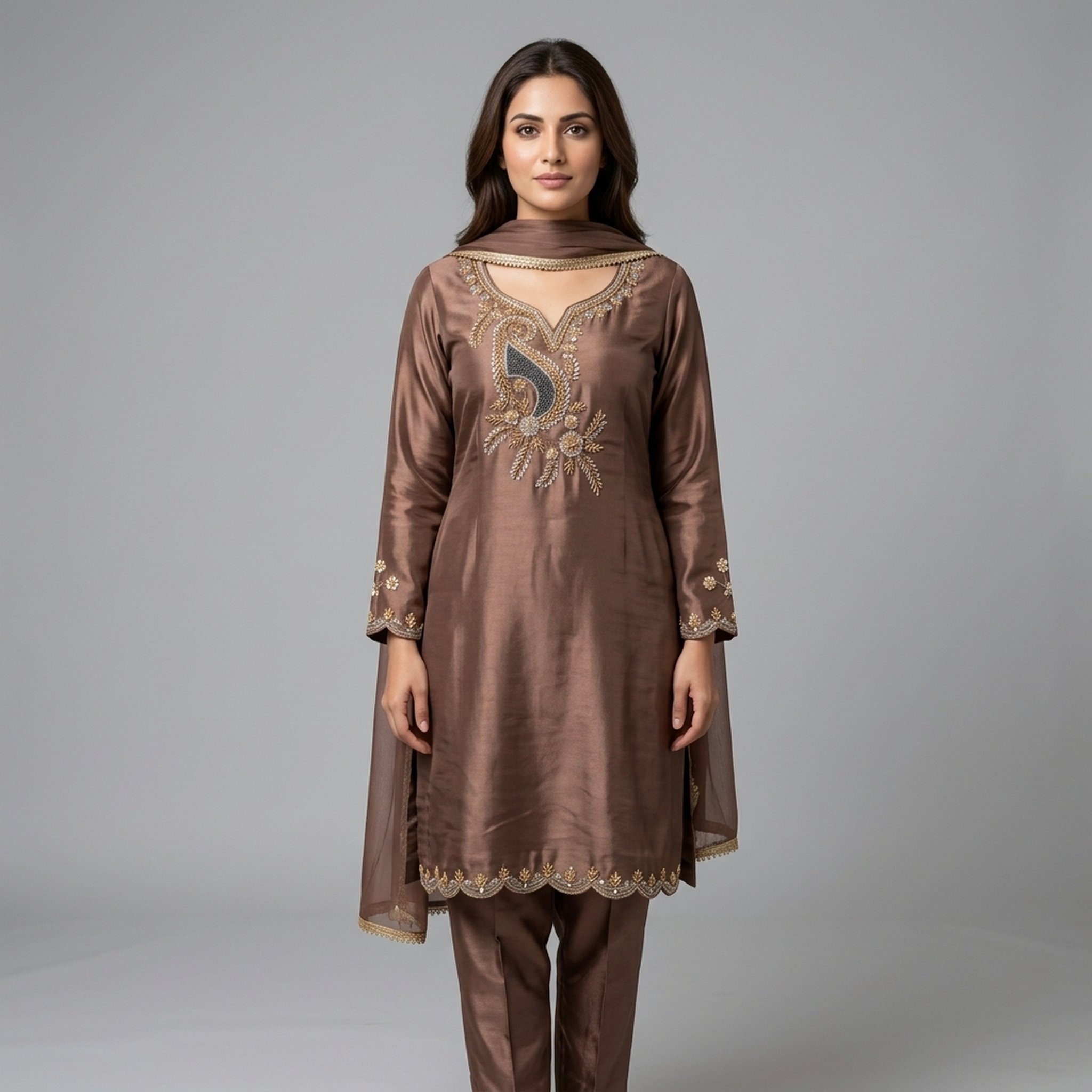 The Orange Gate Embroidered Silk Blend Salwar Suit