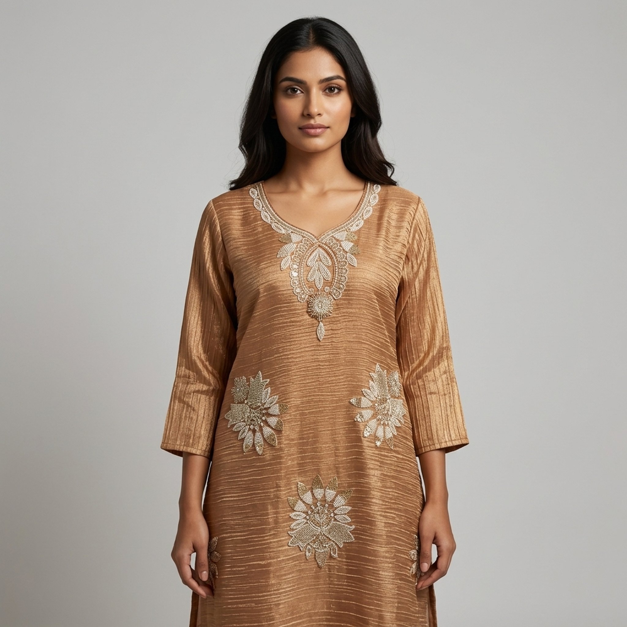 The orange gate Golden Embroidered Ethnic Kurti