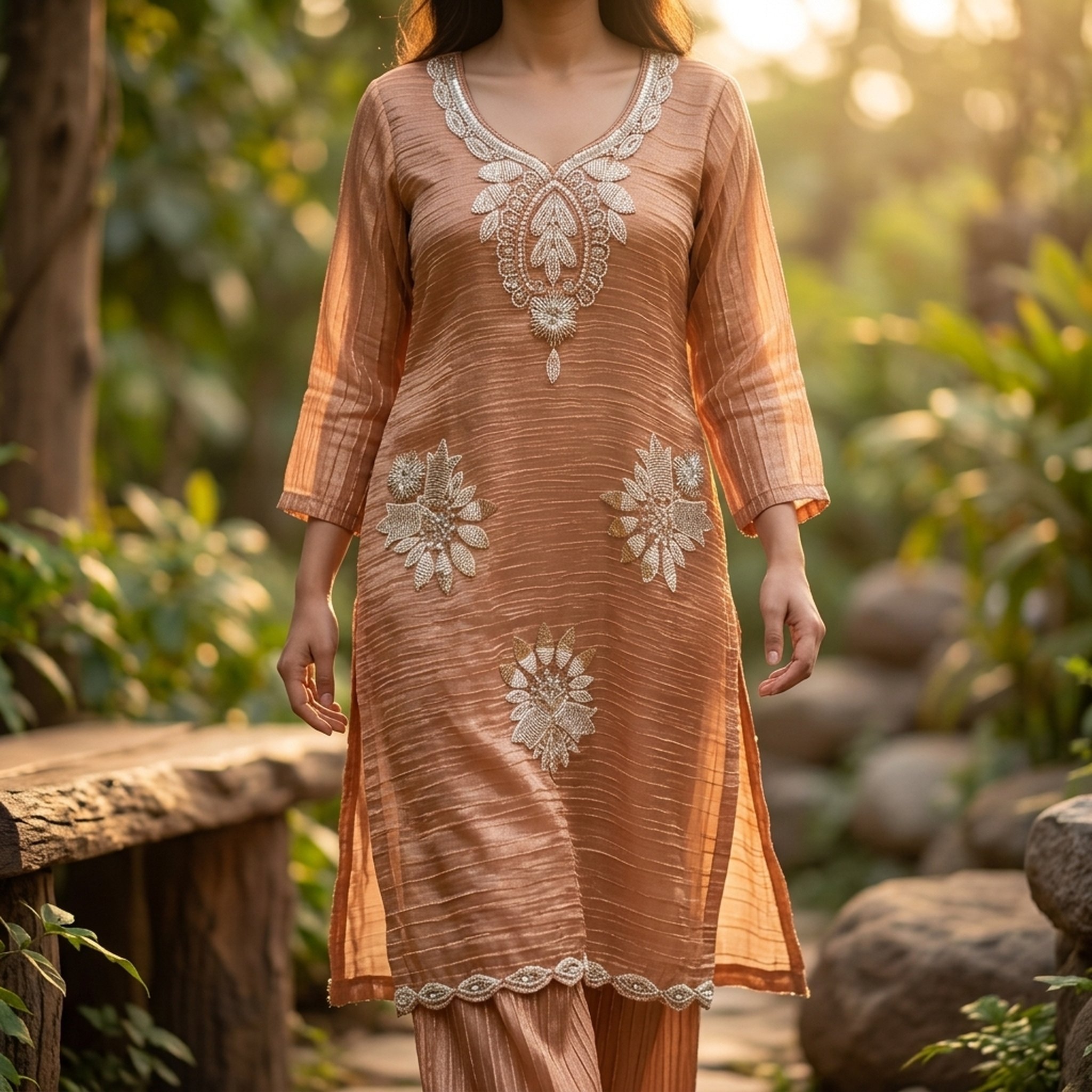 The orange gate Golden Embroidered Ethnic Kurti 4