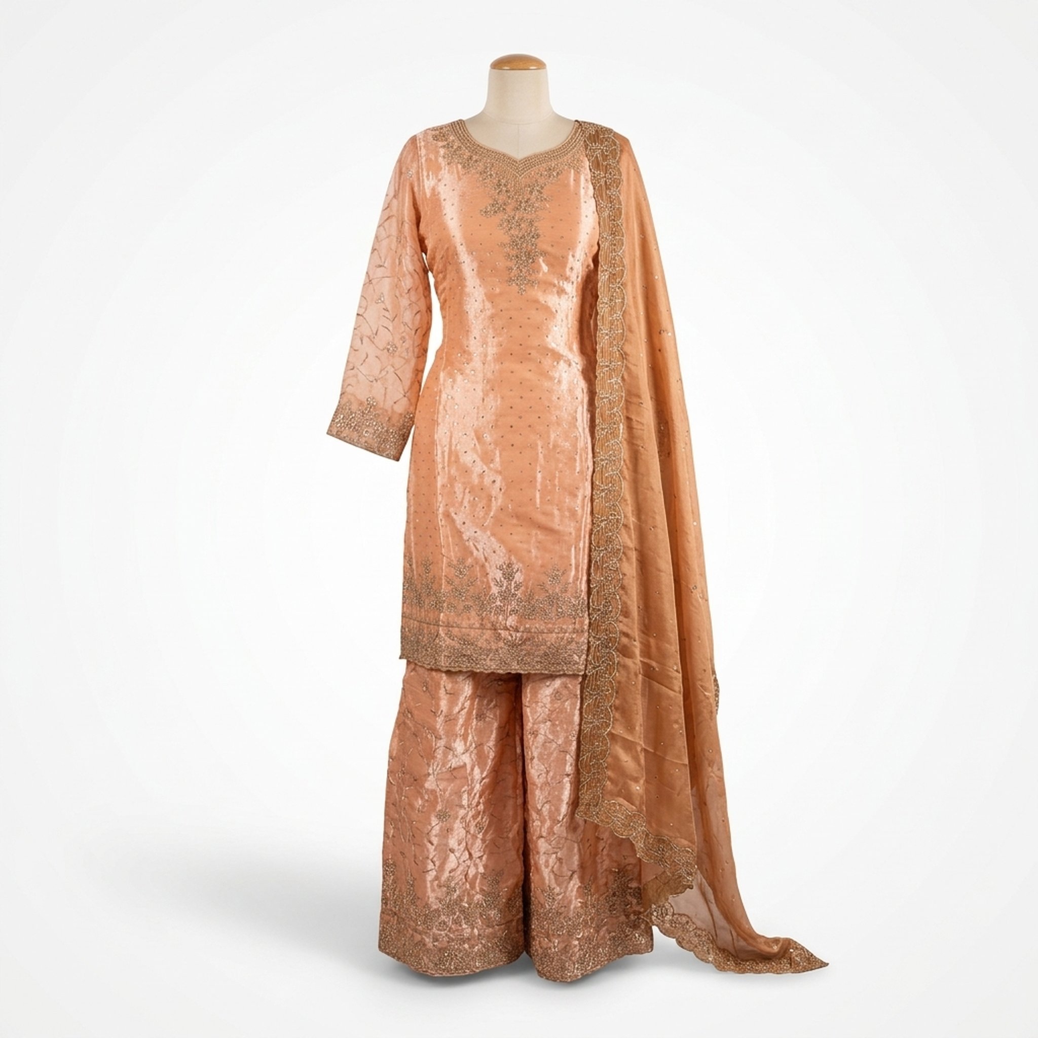 The Orange Gate Embroidered Peach Kurta with Palazzos 2