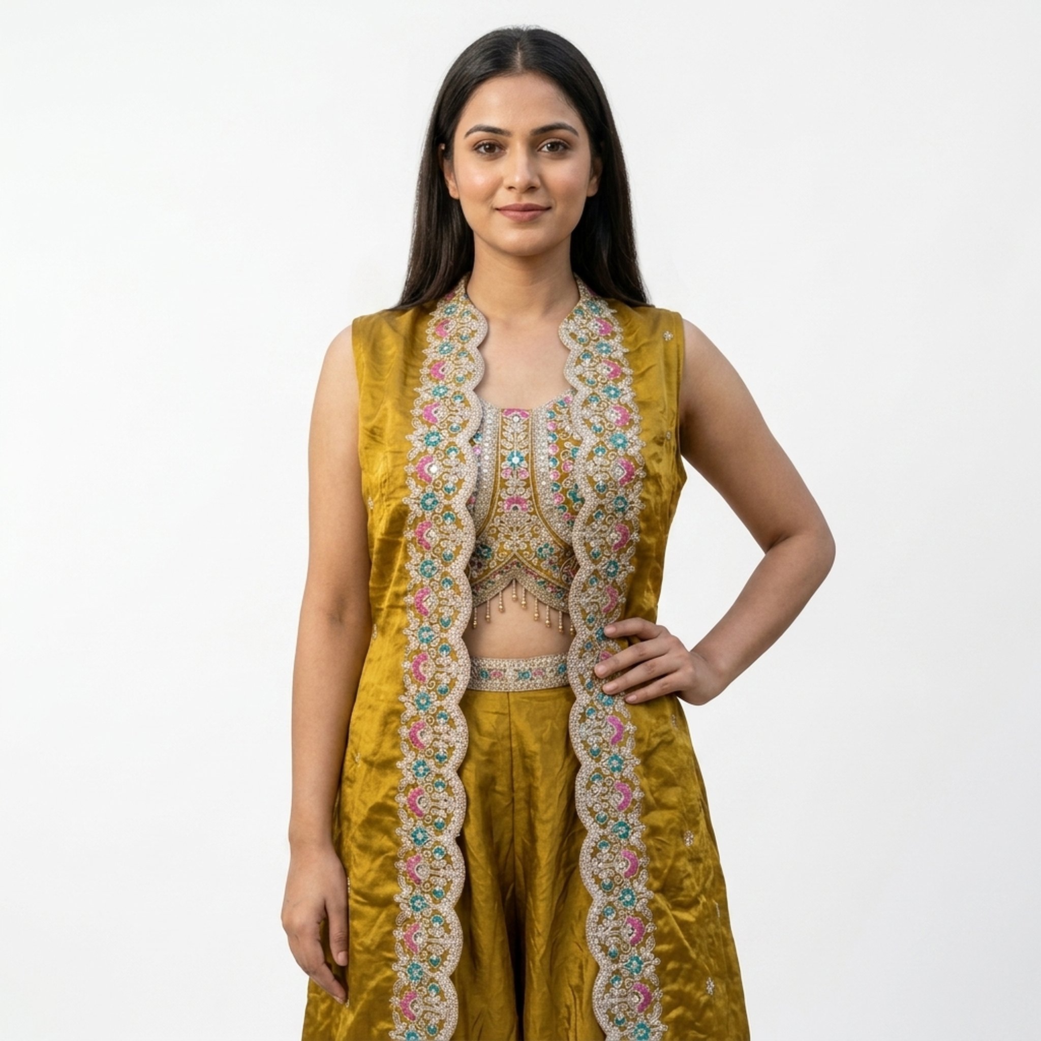 The orange gate Women's Embroidered Palazzo and Jacket Set 2