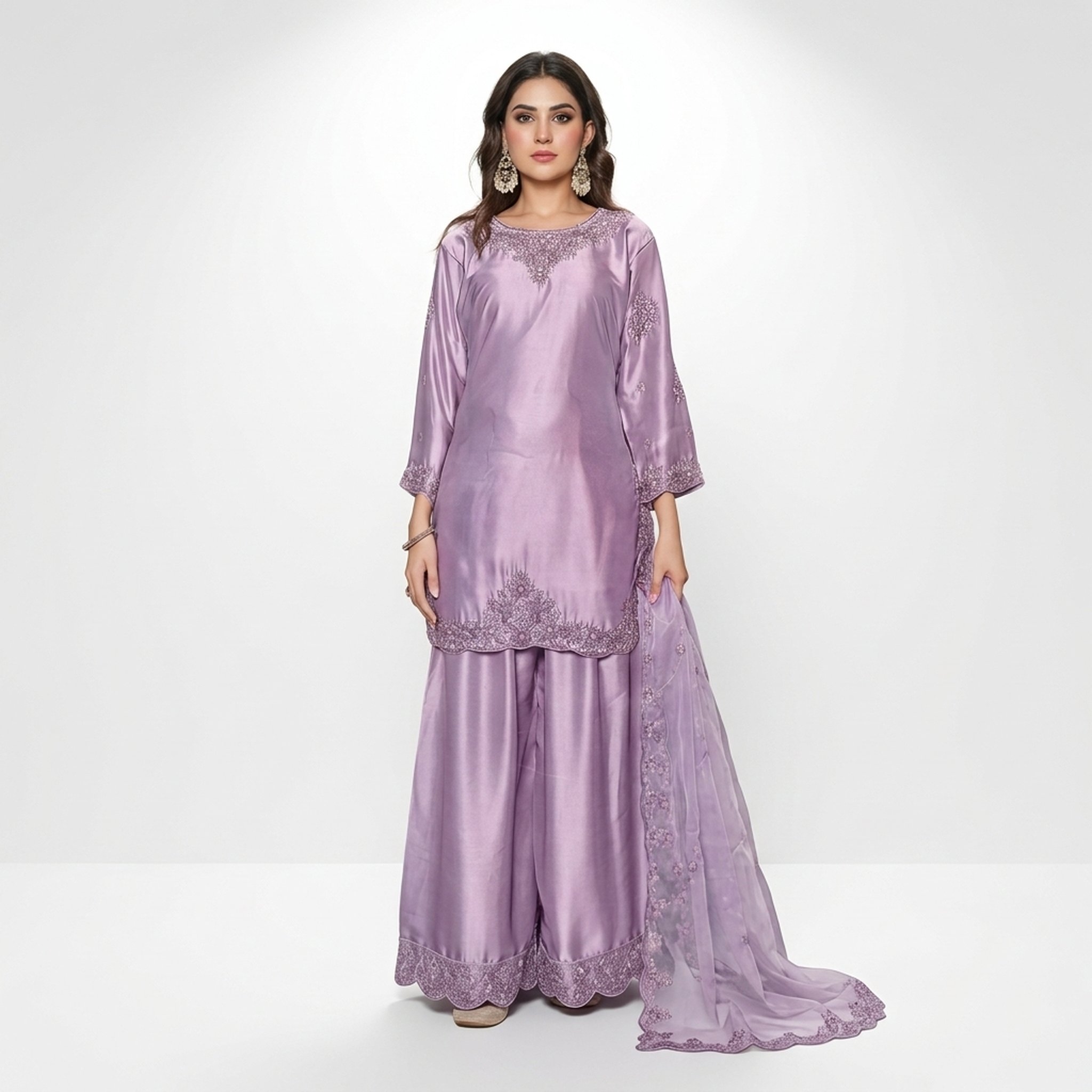 The orange gate Lavender Embroidered Kurta Set 2
