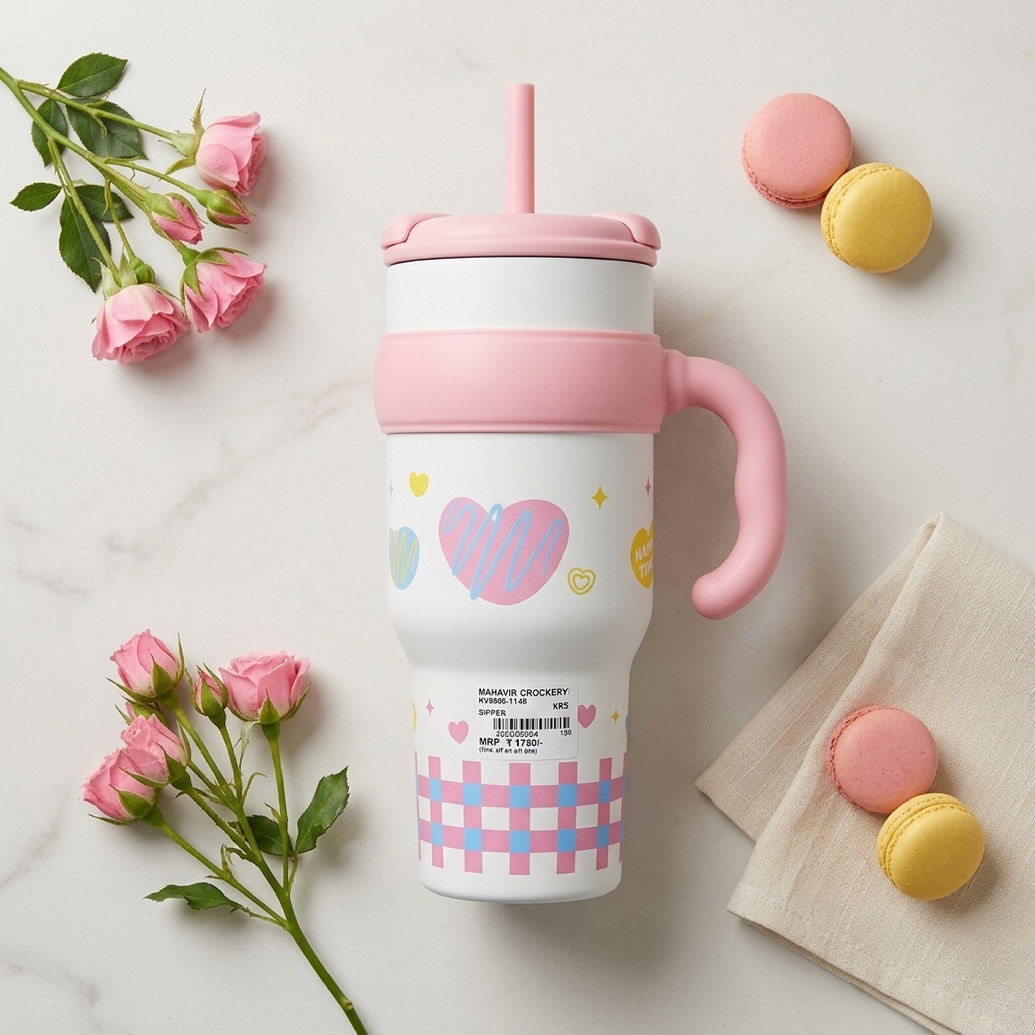 Mahavir Crockery Insulated Kids' Tumbler With Straw and Handle 4