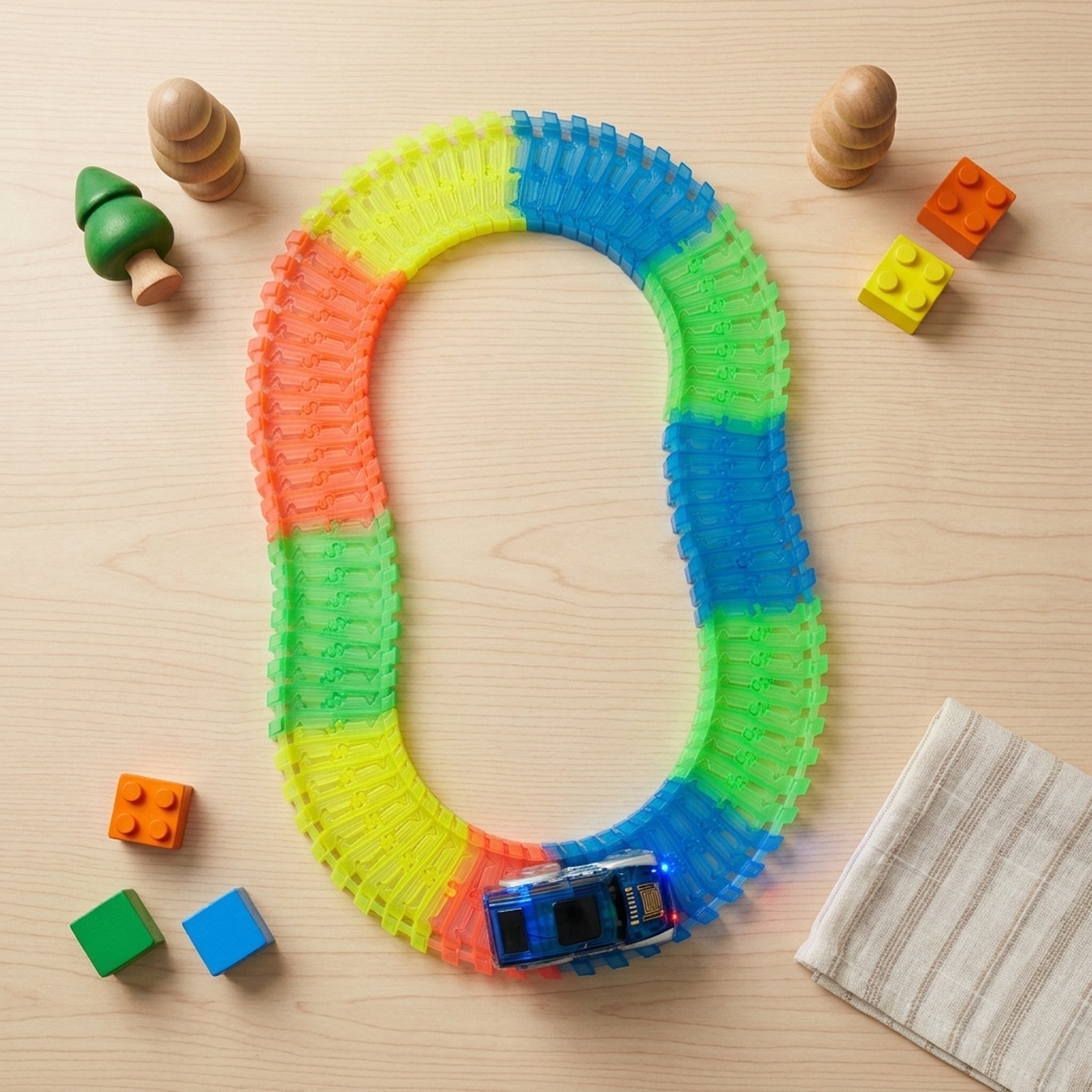 Playful Paradise Glow Flexible Track & Light-Up Car Set 5