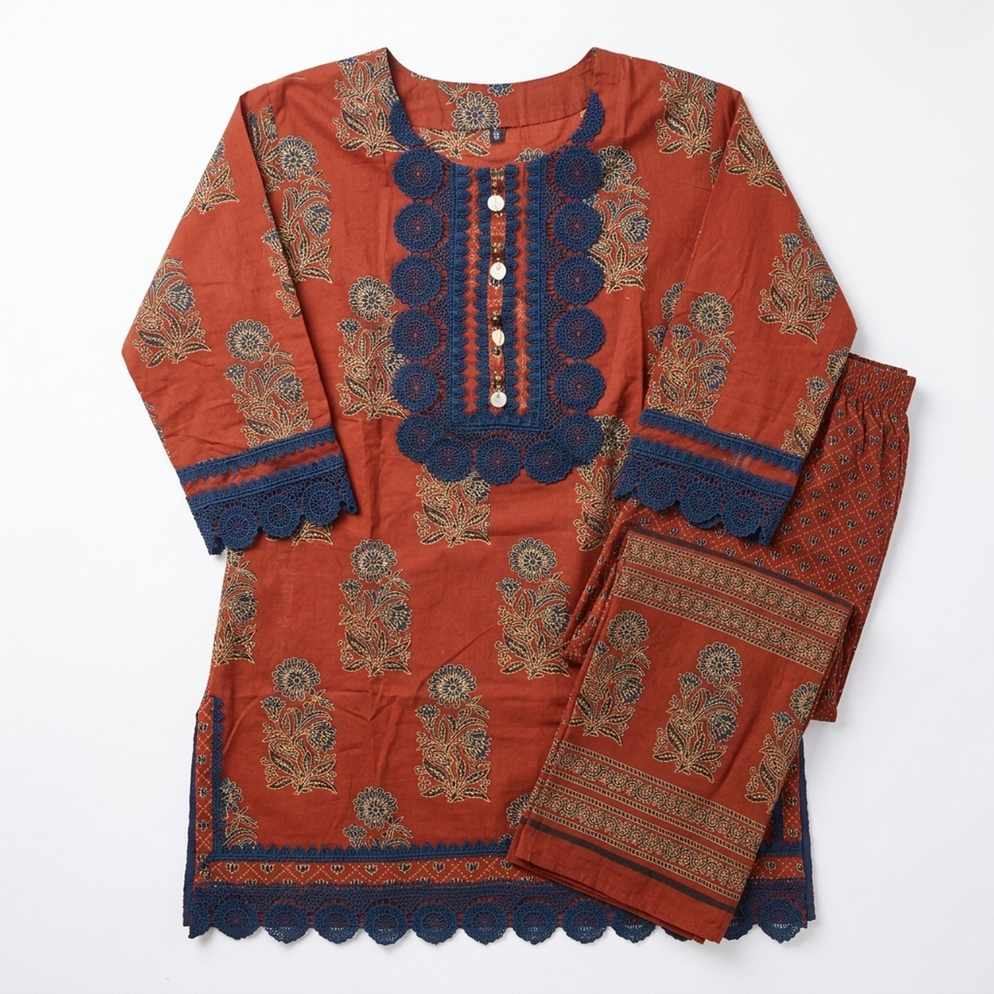 Khubsurat Collection Terracotta Block Print Kurta Set 2