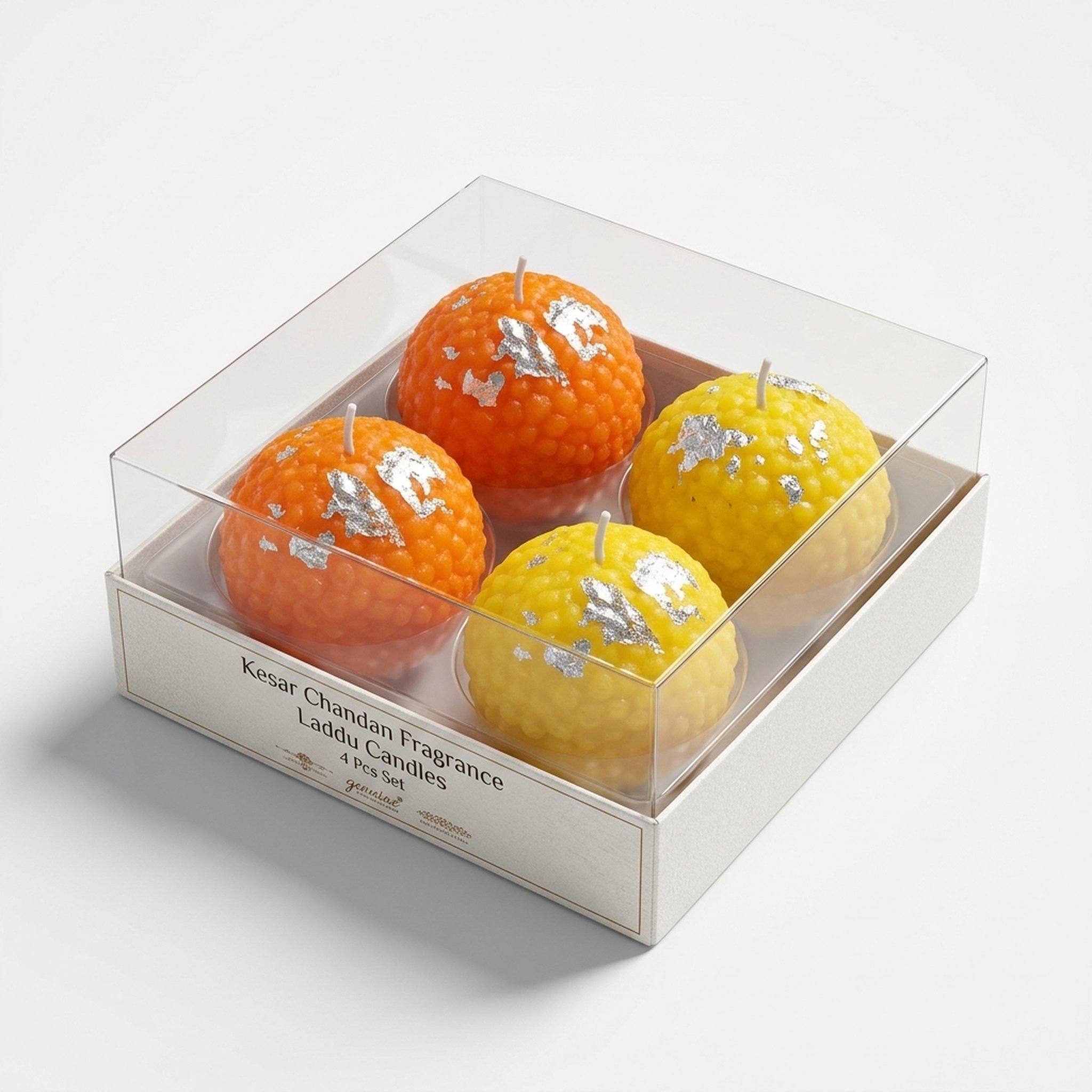 R Shanor essentials Decorative Spherical scented ladduCandles Set 4