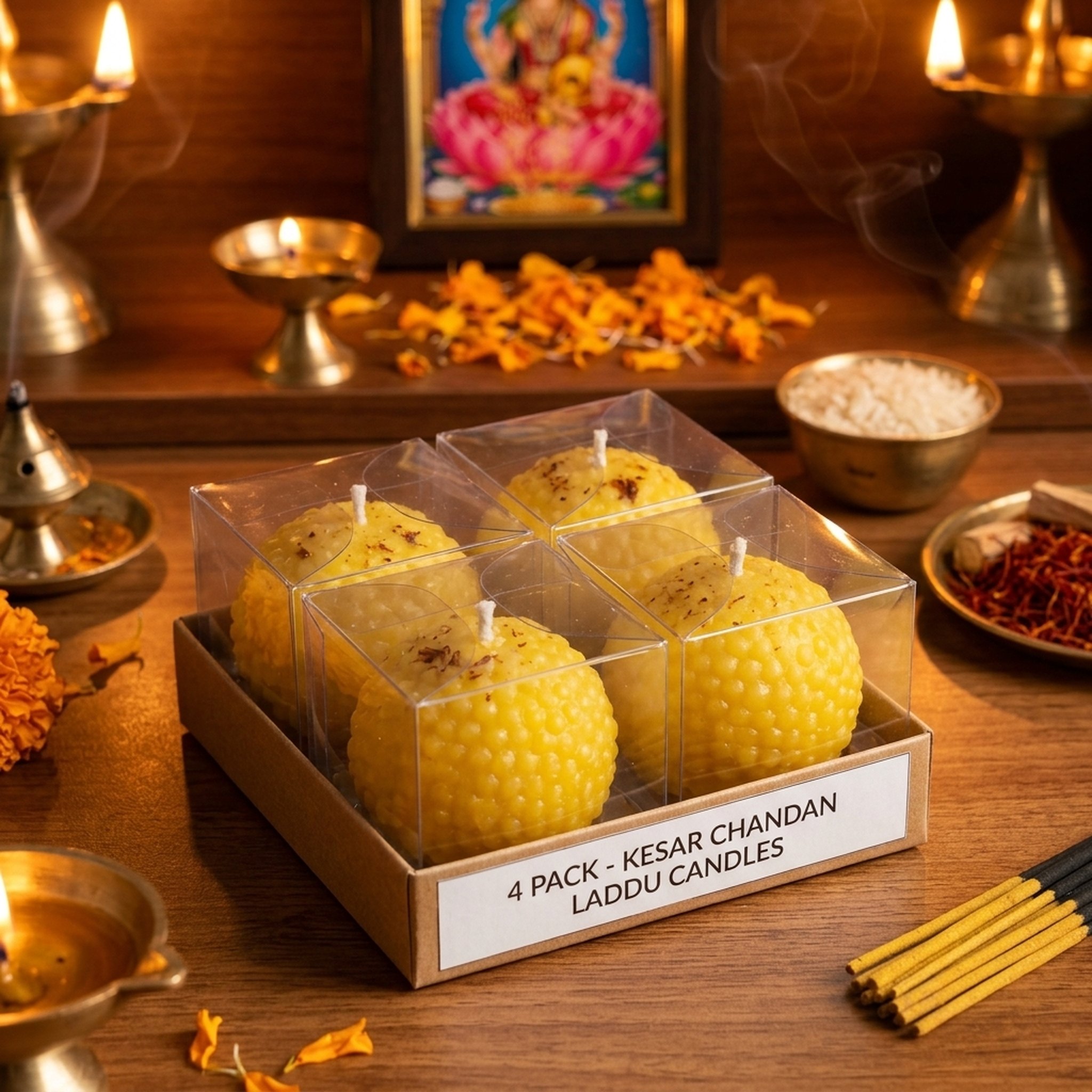 R Shanor essentials Yellow Laddu Scented Wax Candles