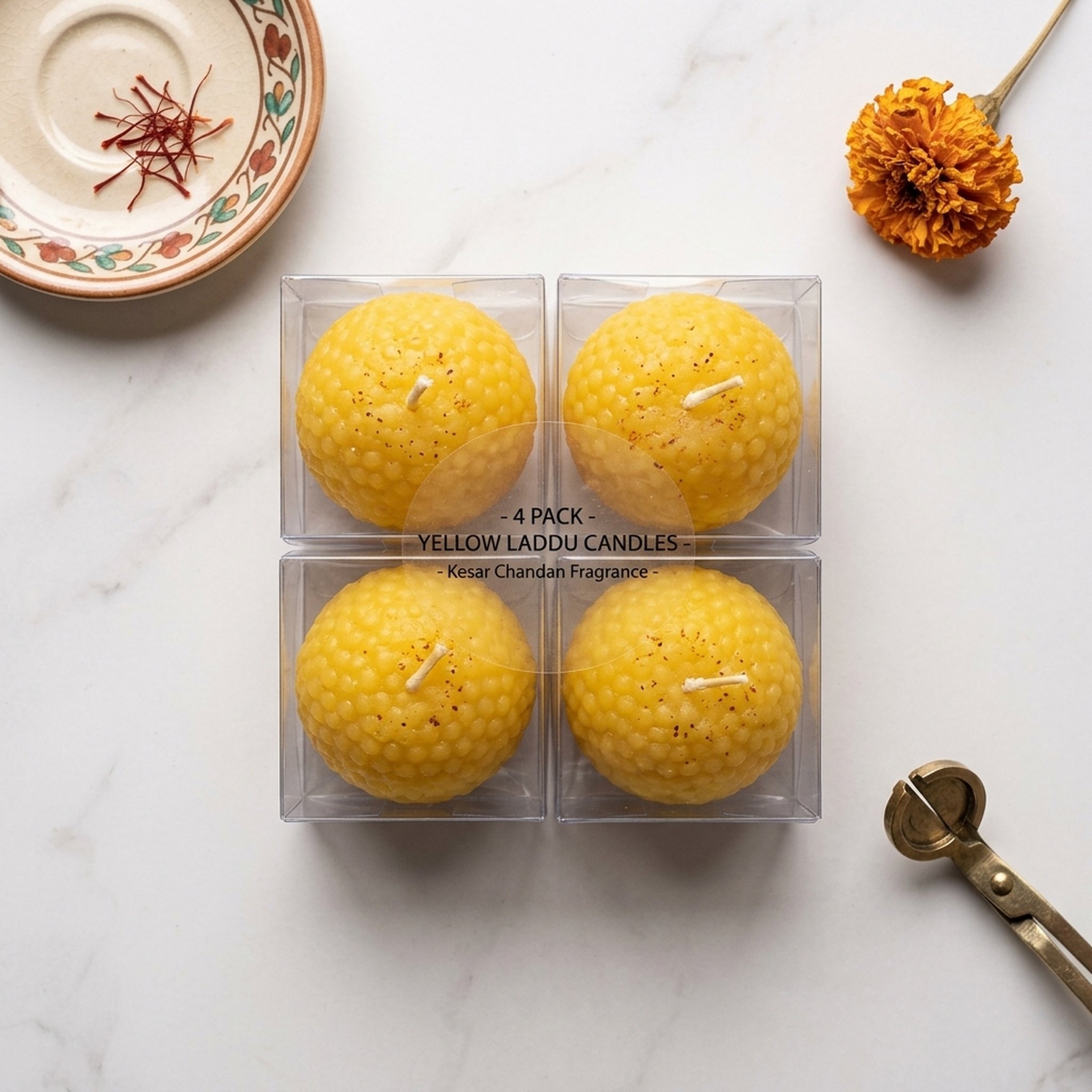 R Shanor essentials Yellow Laddu Scented Wax Candles 5