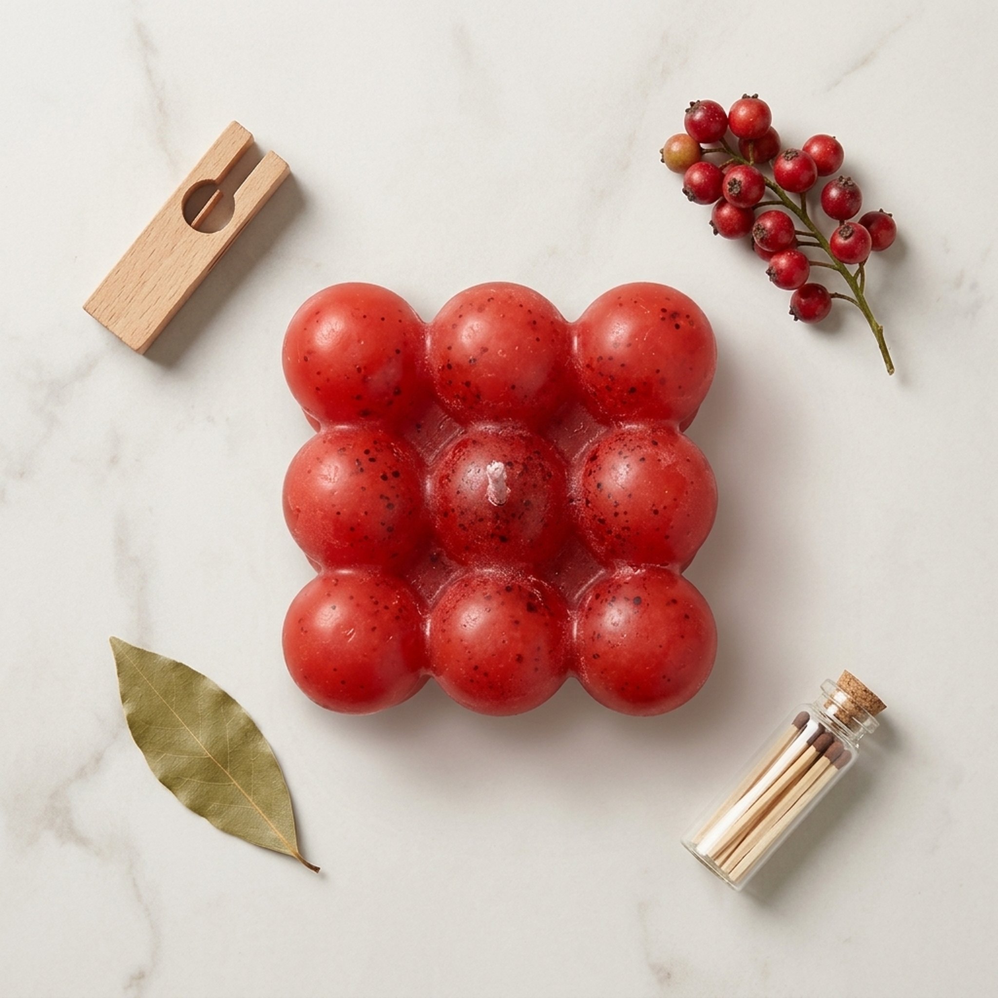 Red Bubble Cube Decorative sented Candle with rose fragrance 5