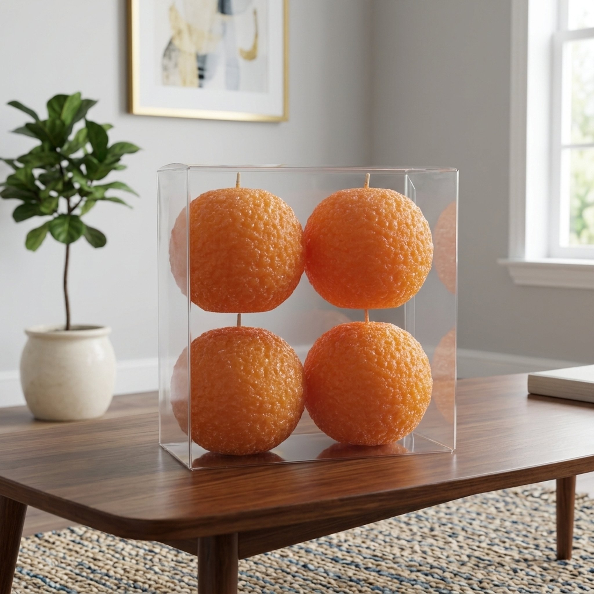 R Shanor essentials Set of Four Orange scented Ladoo Candles