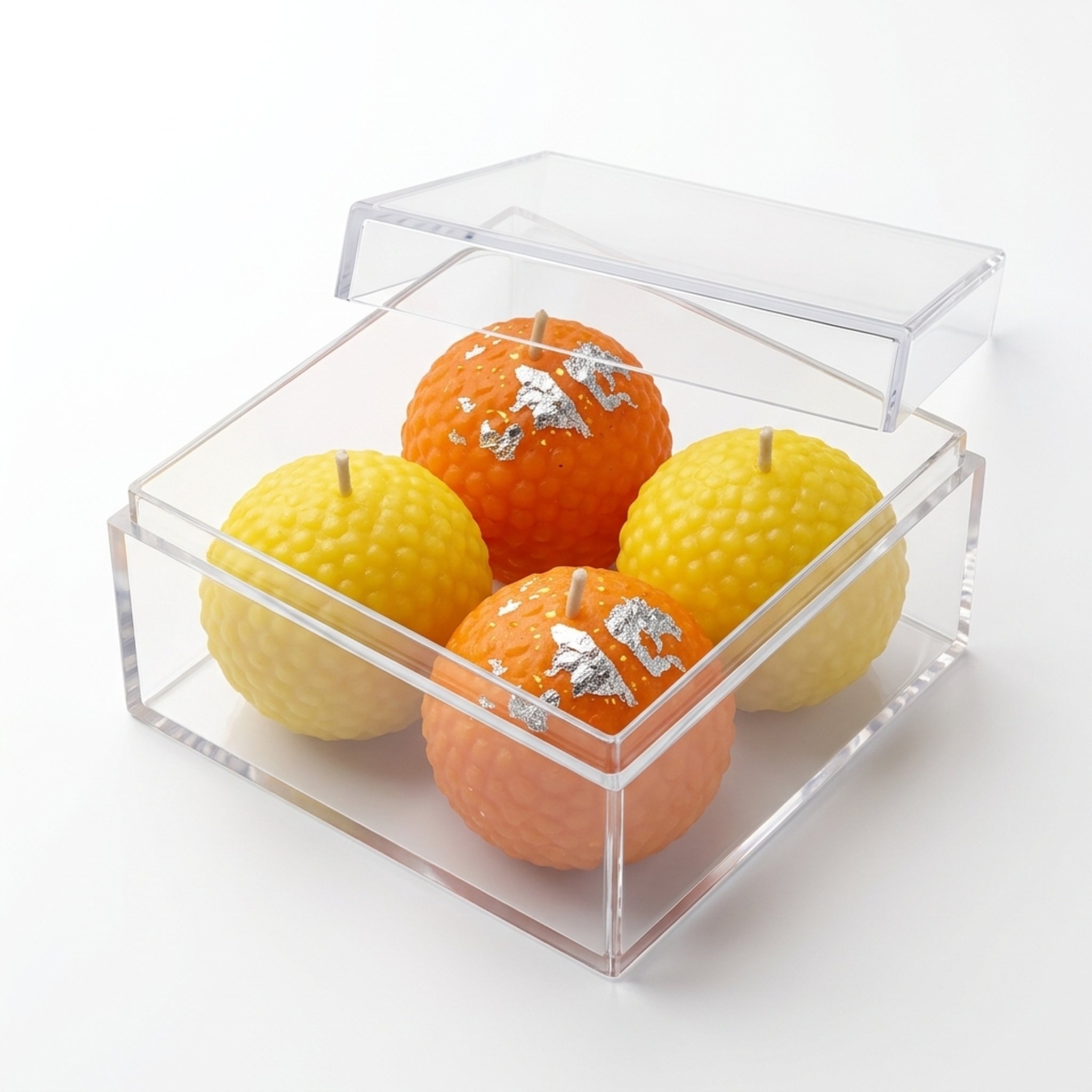 R Shanor essentials Decorative Spherical scented ladduCandles Set 2