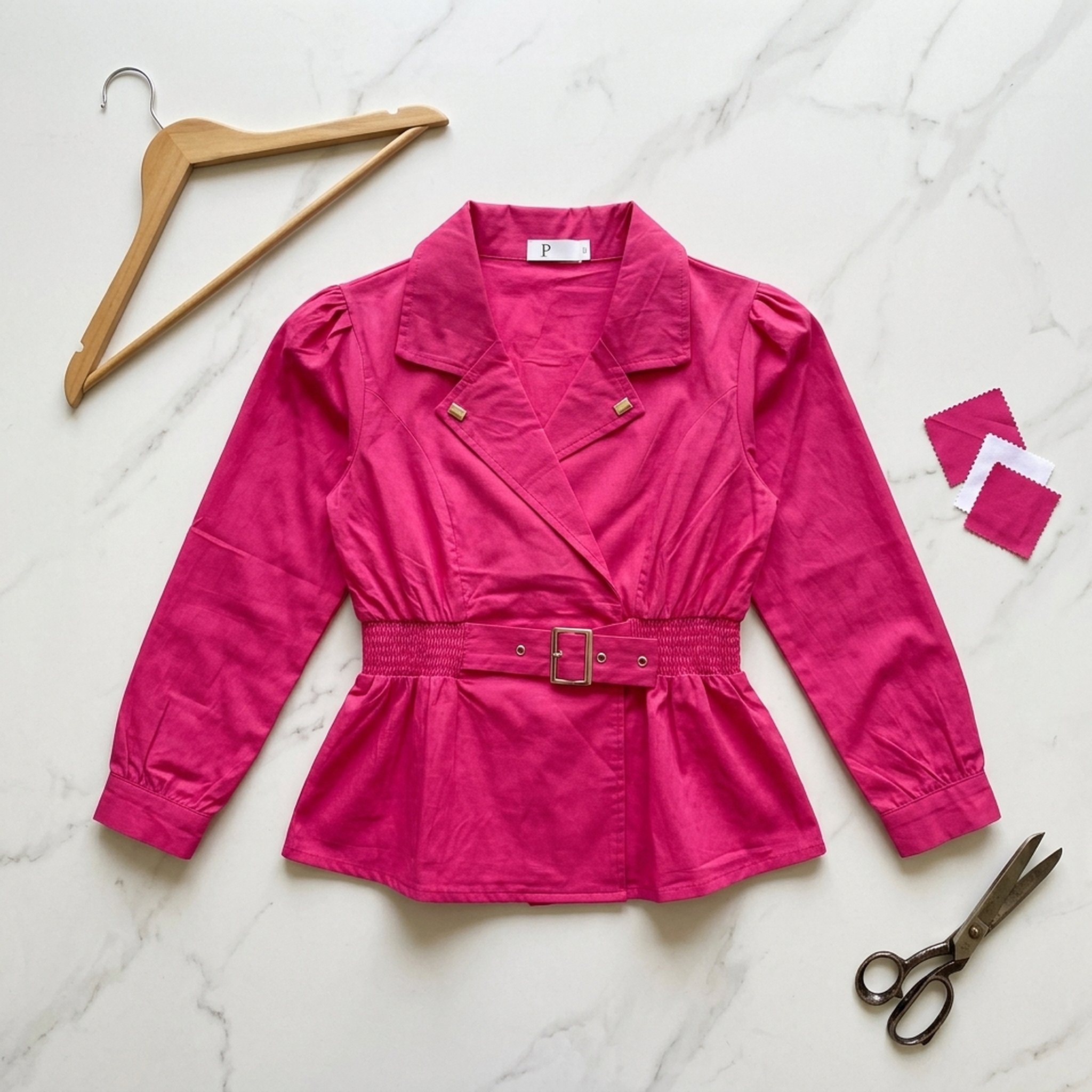 Malhotra Garments Women's Fuchsia Peplum Belted Top 4