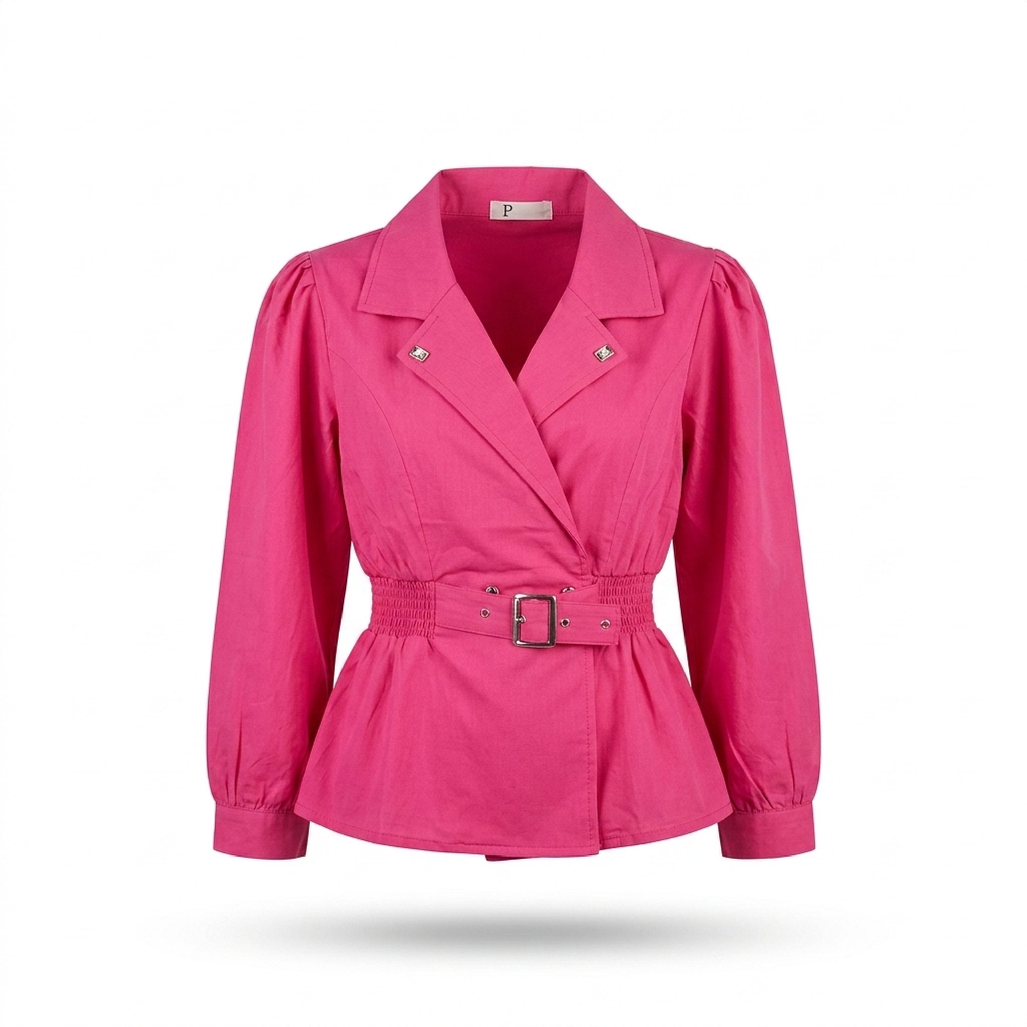 Malhotra Garments Women's Fuchsia Peplum Belted Top 2