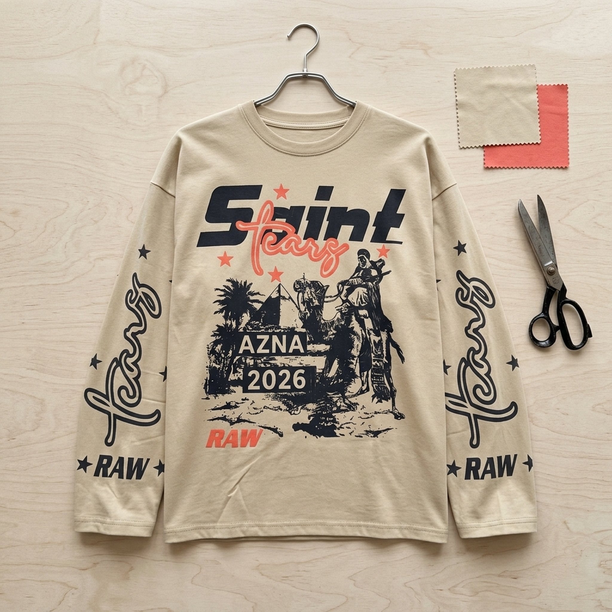Nox18 Men's Beige Graphic Long Sleeve T-Shirt 4