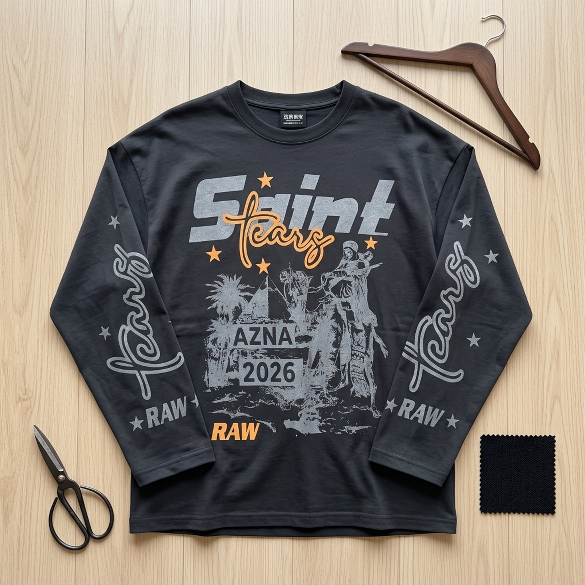 Nox18 Men's Black Graphic Print Long Sleeve T-Shirt 4
