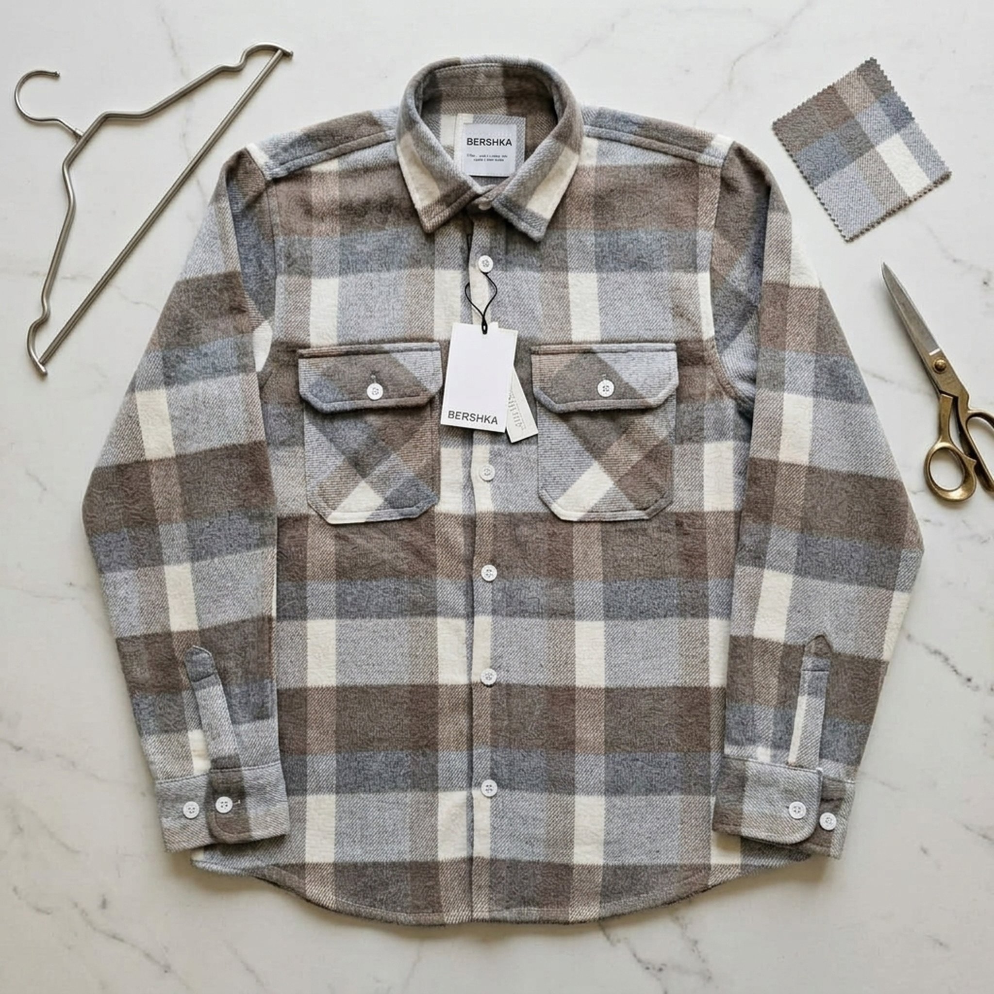 Nox18 Men's Brown Grey Plaid Shirt 4