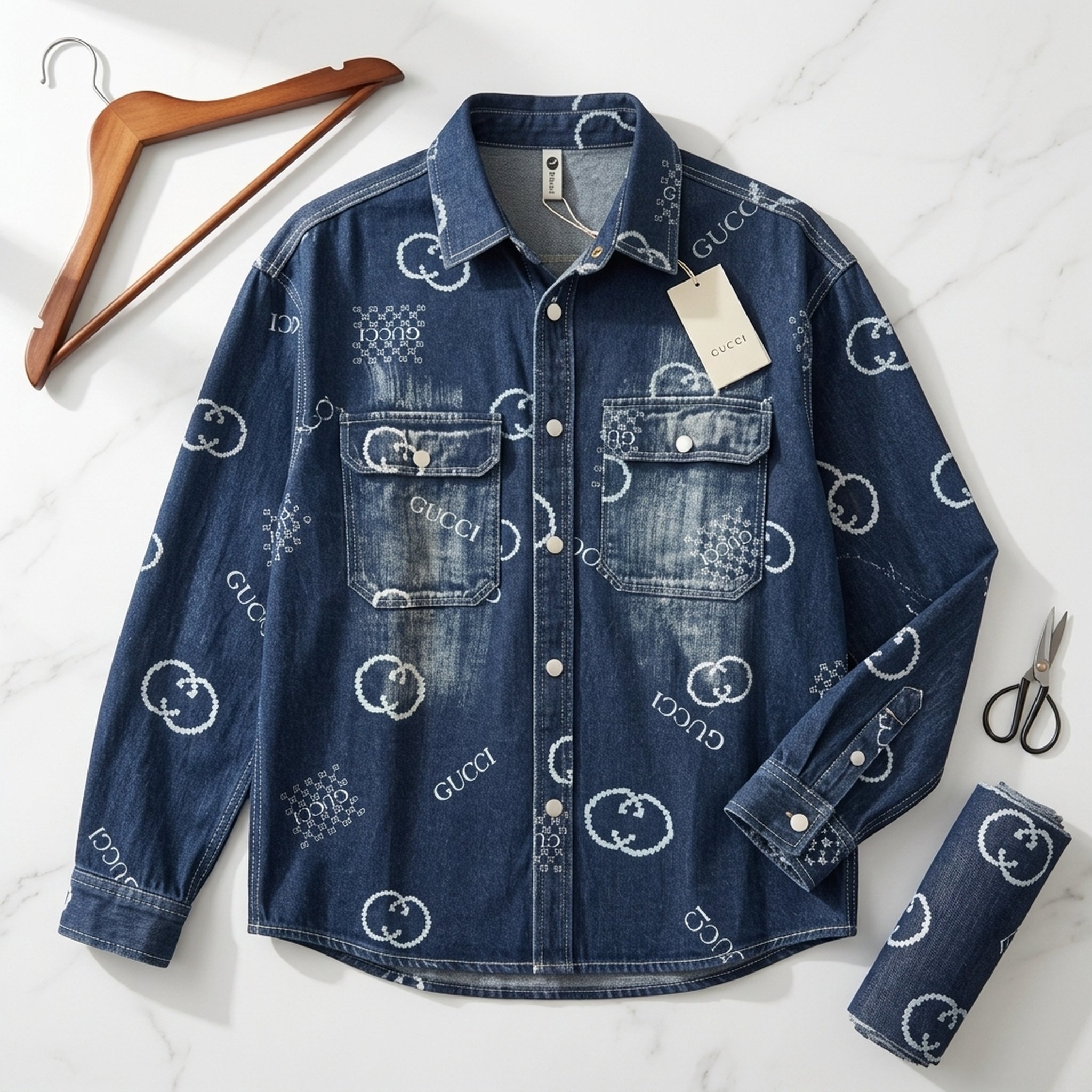 Nox18 Men's Patterned Washed Denim Shirt 5