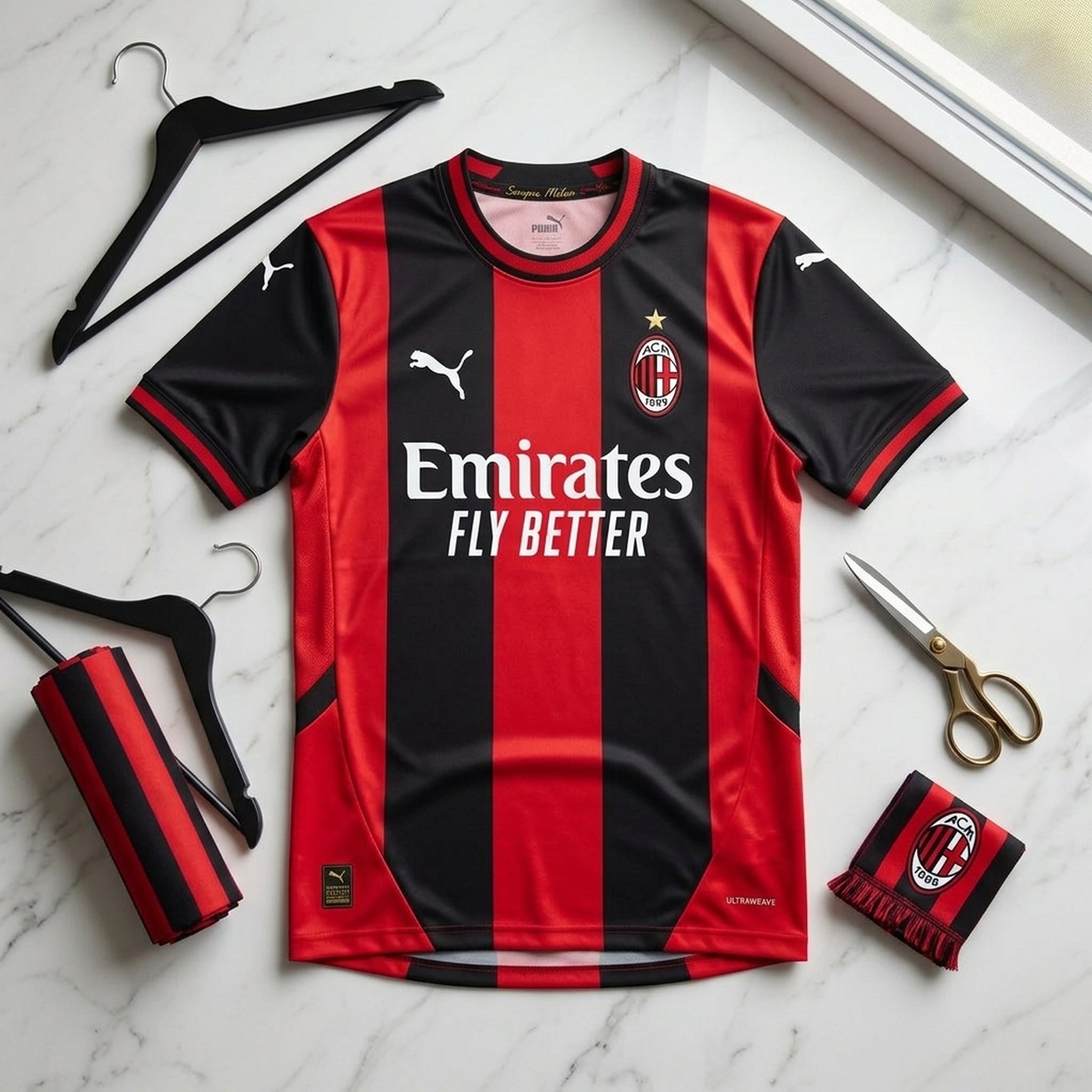 Nox18 Men's AC Milan Red Black Striped Jersey 4