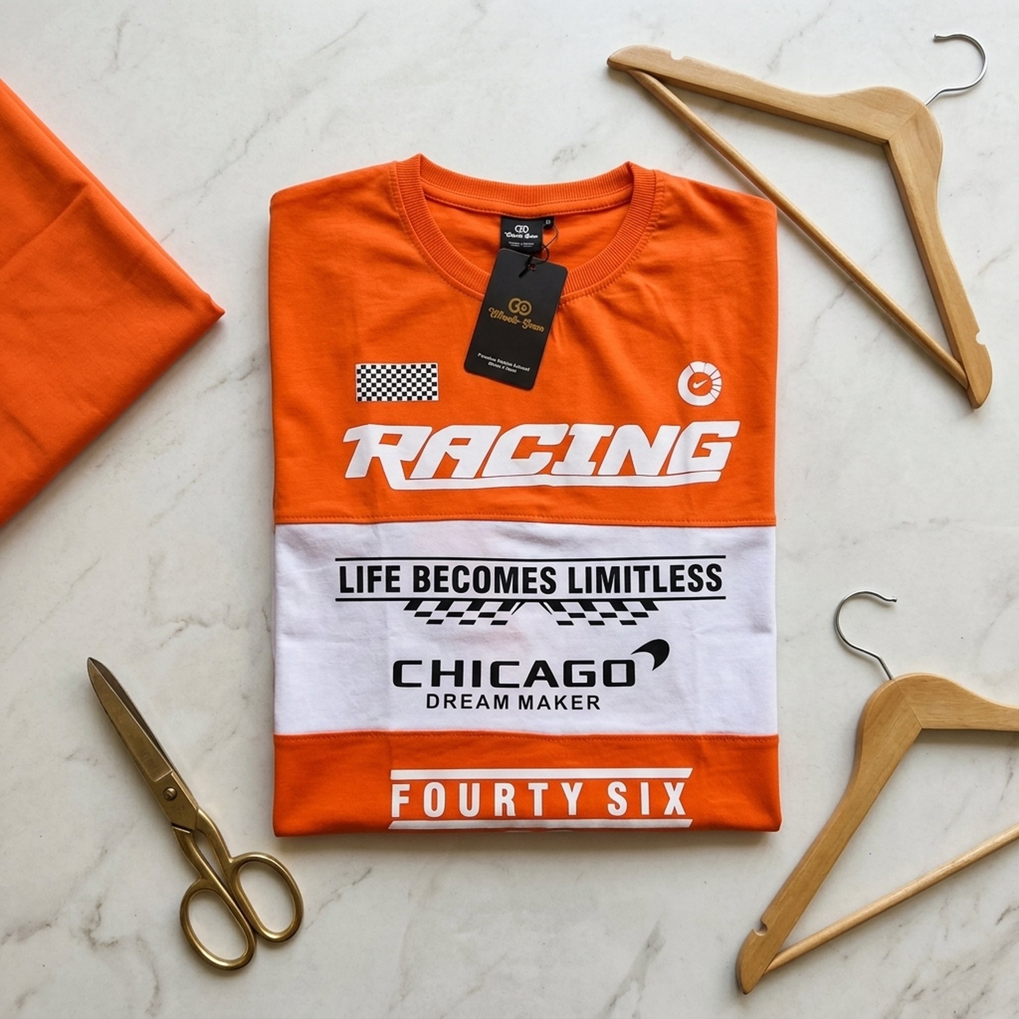 Nox18 Men's Orange Racing Graphic T-Shirt 4