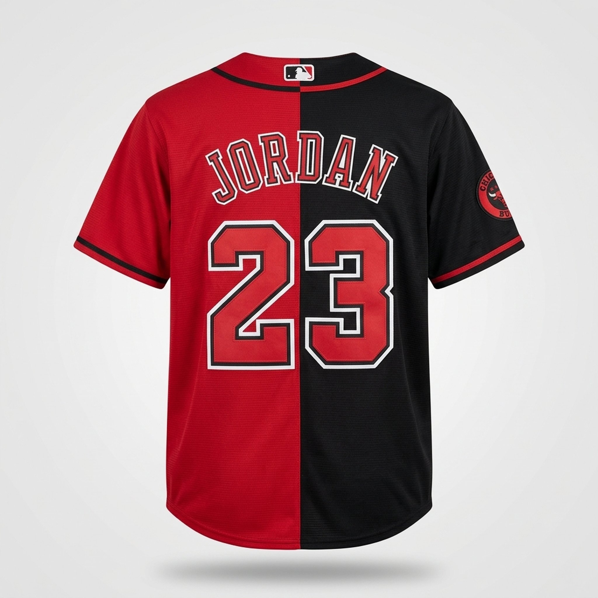 Baseball Bulls Two-Tone Red Black Sports Jersey 2