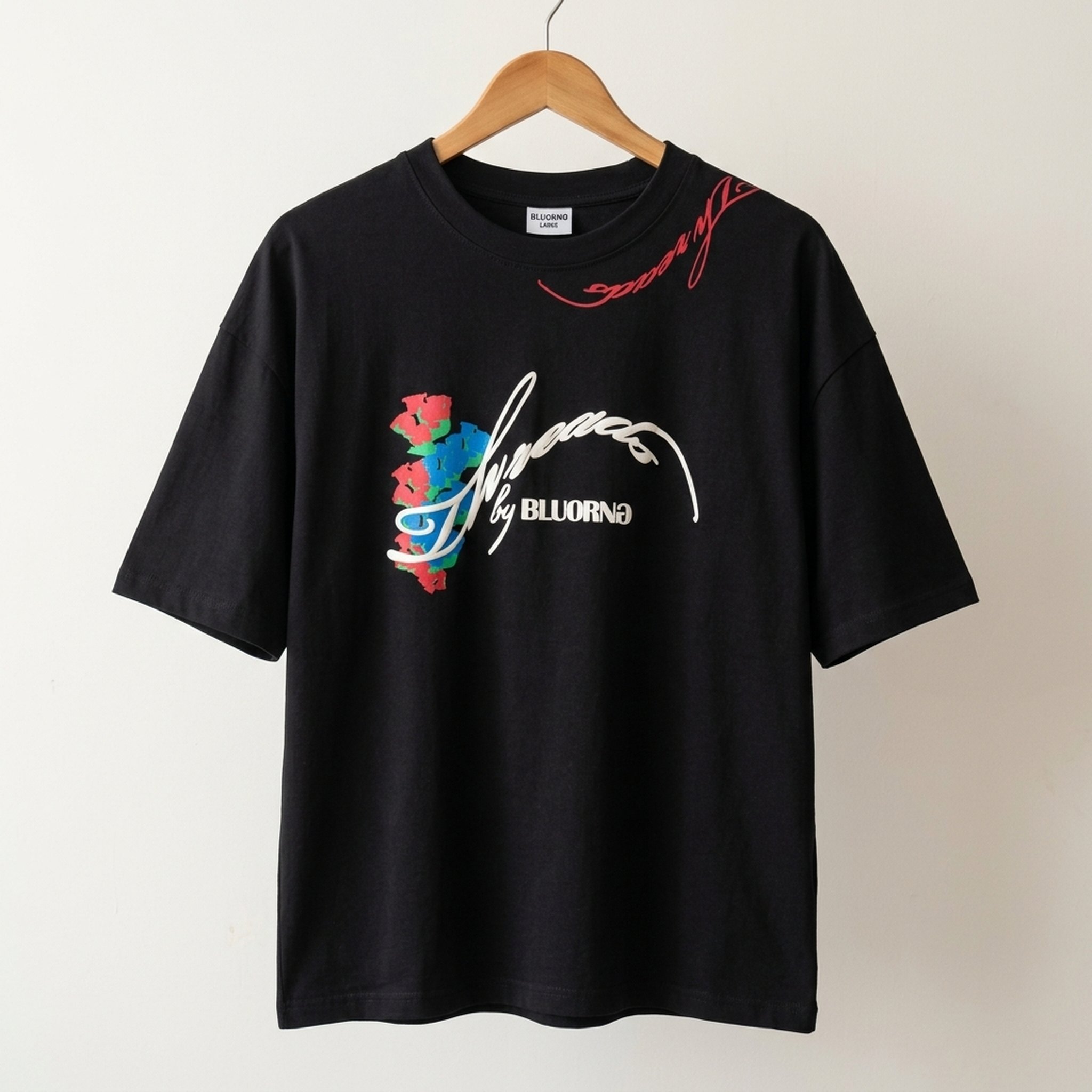 Nox18 Men's Black Floral Oversized T-Shirt 4