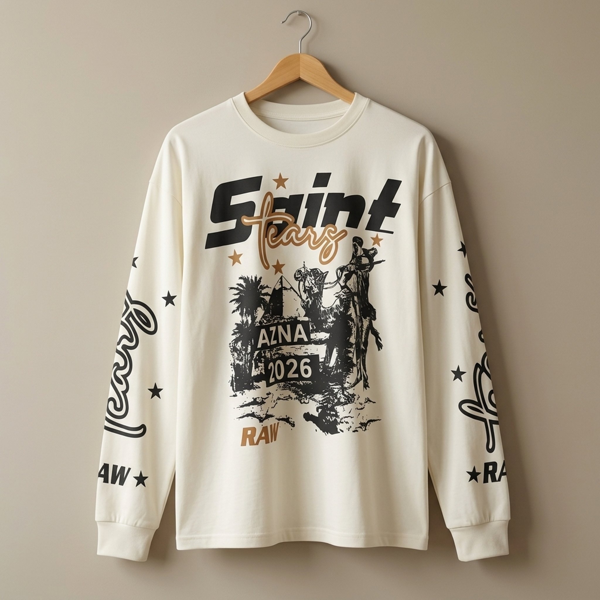 Nox18 Men's Off-White Graphic Long-Sleeve T-Shirt 2