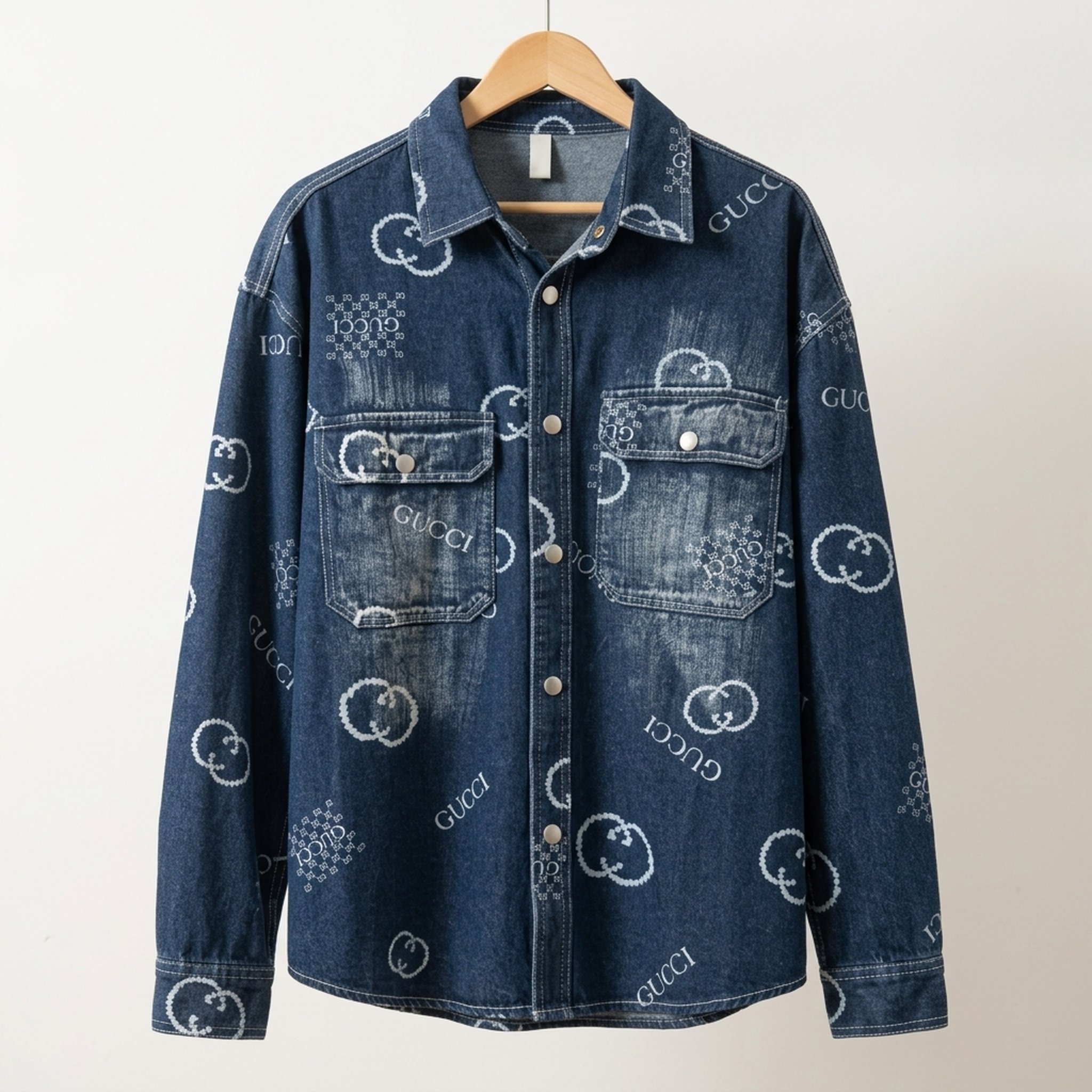 Nox18 Men's Patterned Washed Denim Shirt 4