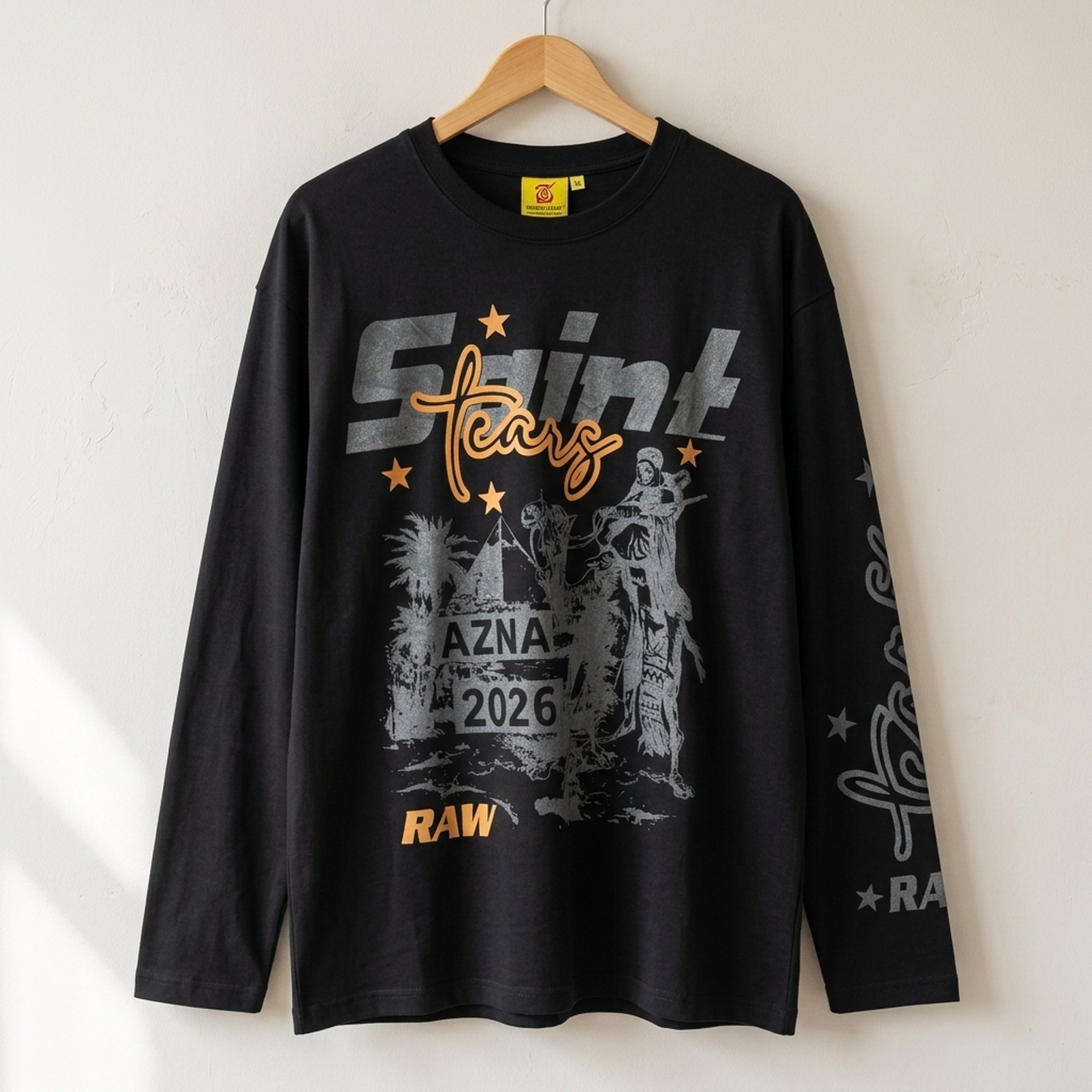Nox18 Men's Black Graphic Print Long Sleeve T-Shirt 3