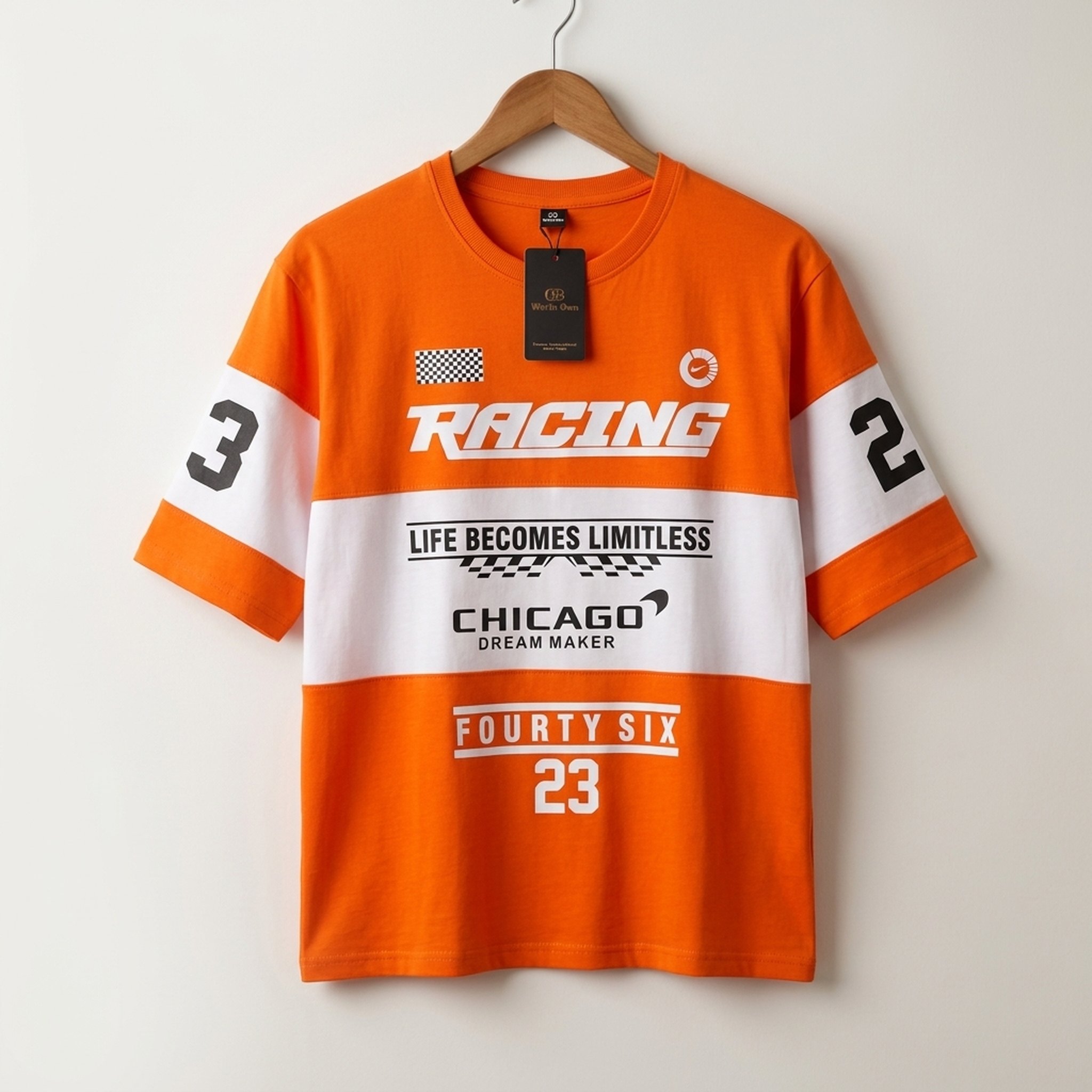 Nox18 Men's Orange Racing Graphic T-Shirt 3