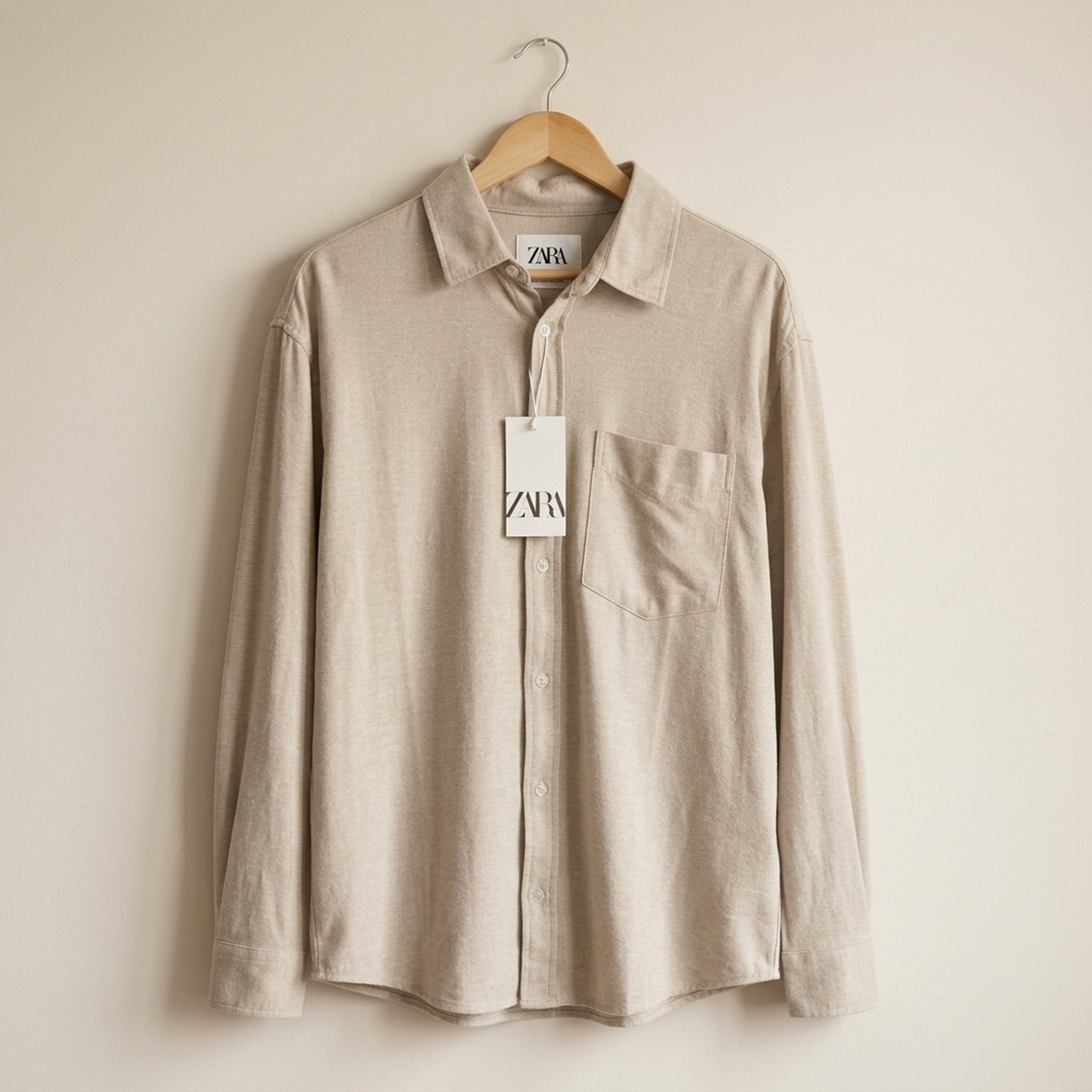 Nox18 Men's Beige Knit Button-Down Shirt 2